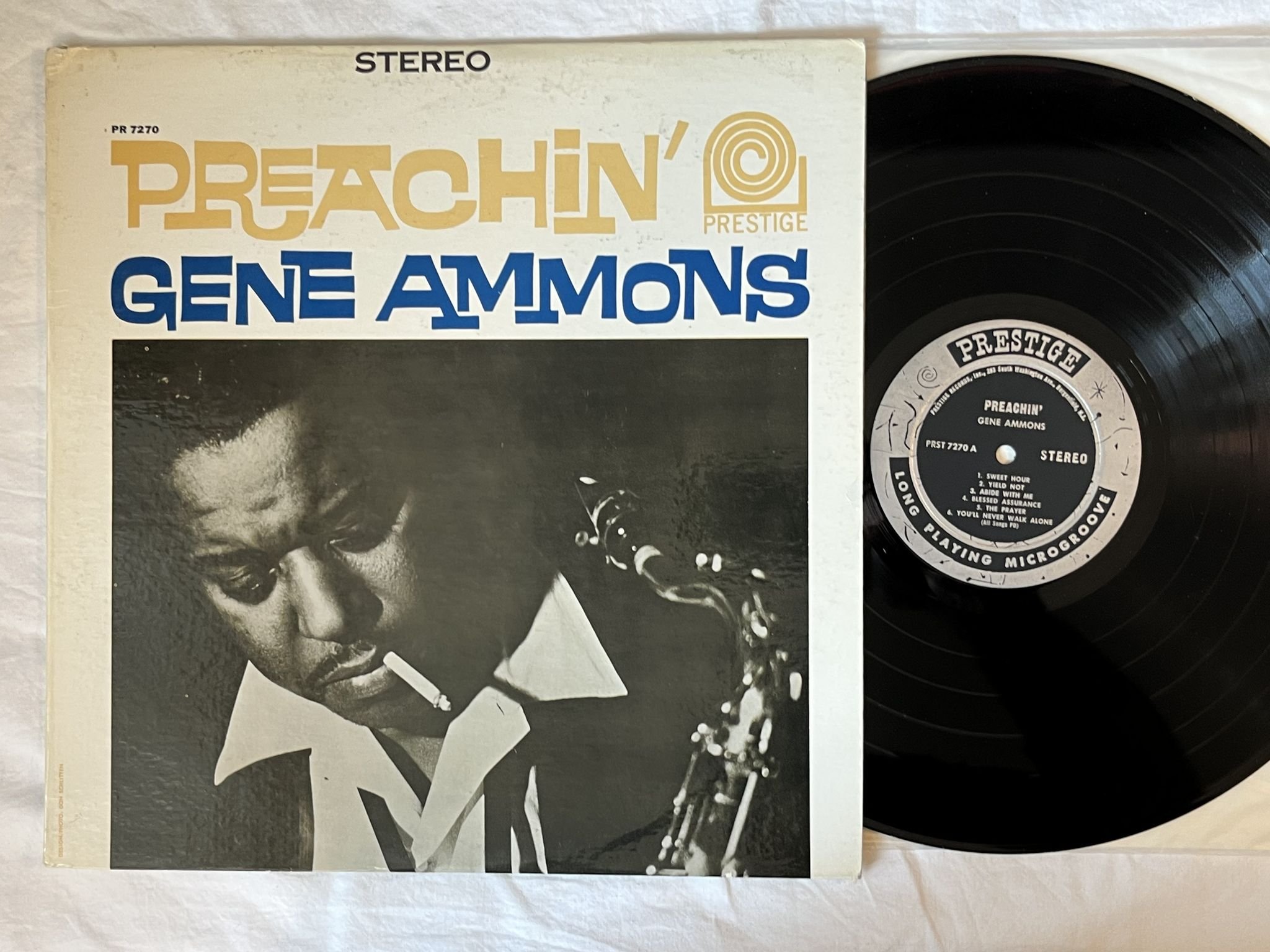 Omslagsbild för skivan GENE AMMONS preachin LP US PR 7270 Prestige