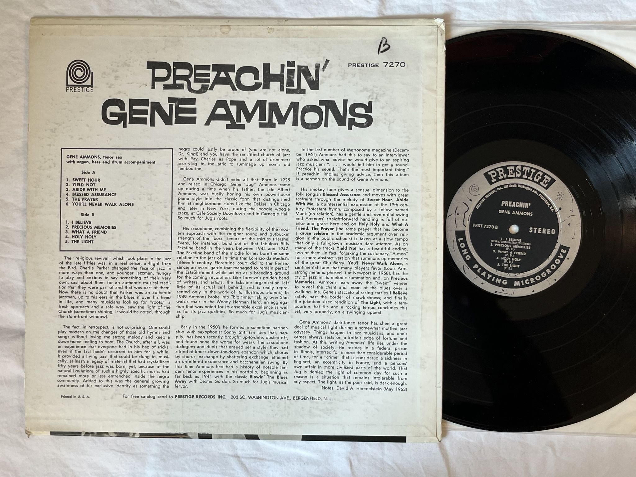 Omslagsbild för skivan GENE AMMONS preachin LP US PR 7270 Prestige