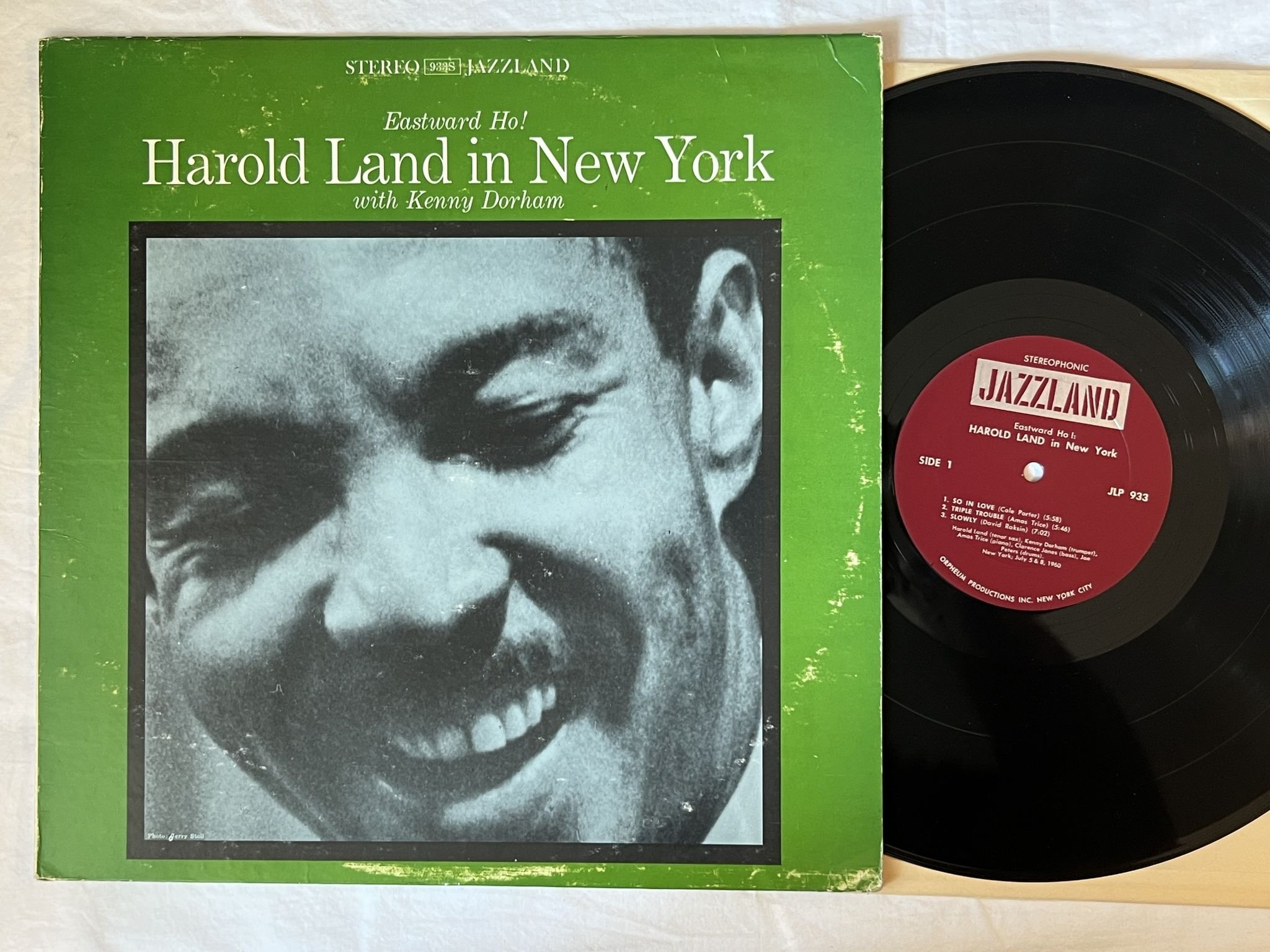 Omslagsbild för skivan HAROLD LAND in new york with kenny dorham LP-66 US JLP 933 Jazzland