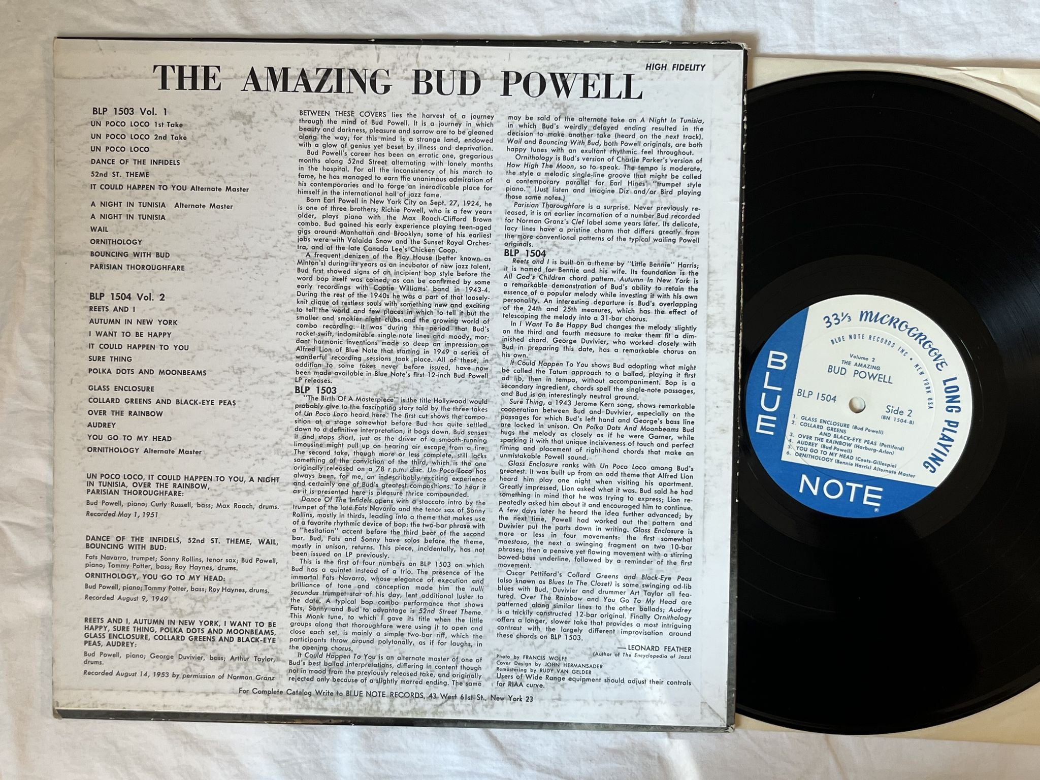 Omslagsbild för skivan BUD POWELL the amazing bud powell, volume 2 LP-66 US BLP 1504 Blue Note