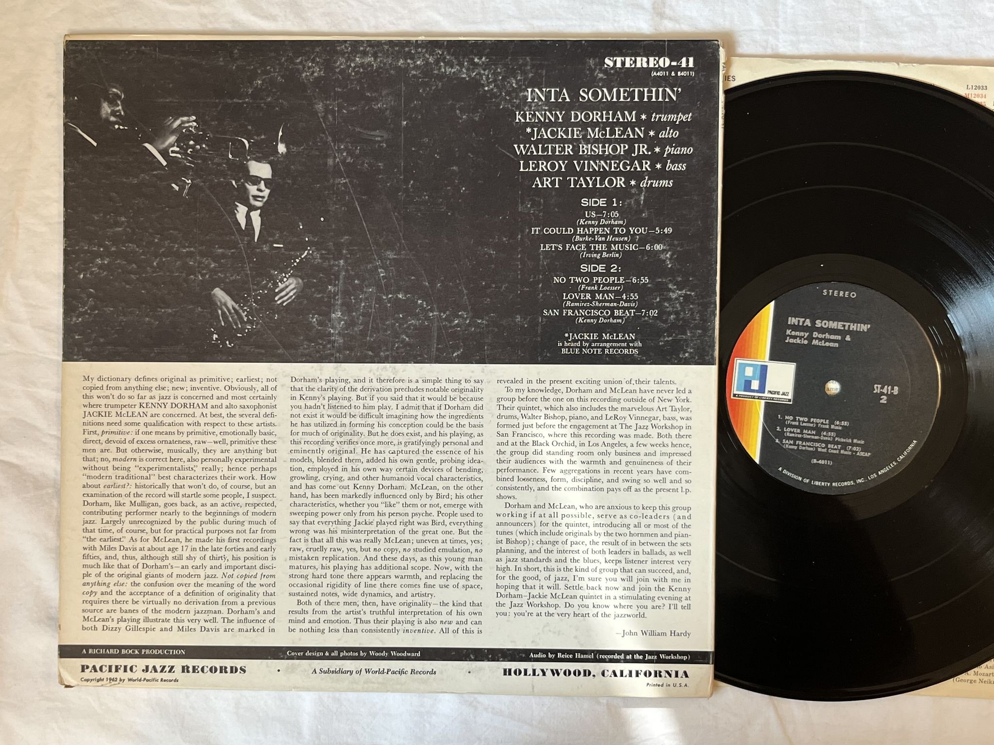 Omslagsbild för skivan KENNY DORHAM & JACKIE MCLEAN inta somethin LP-62 US STEREO-41 Pacific Jazz