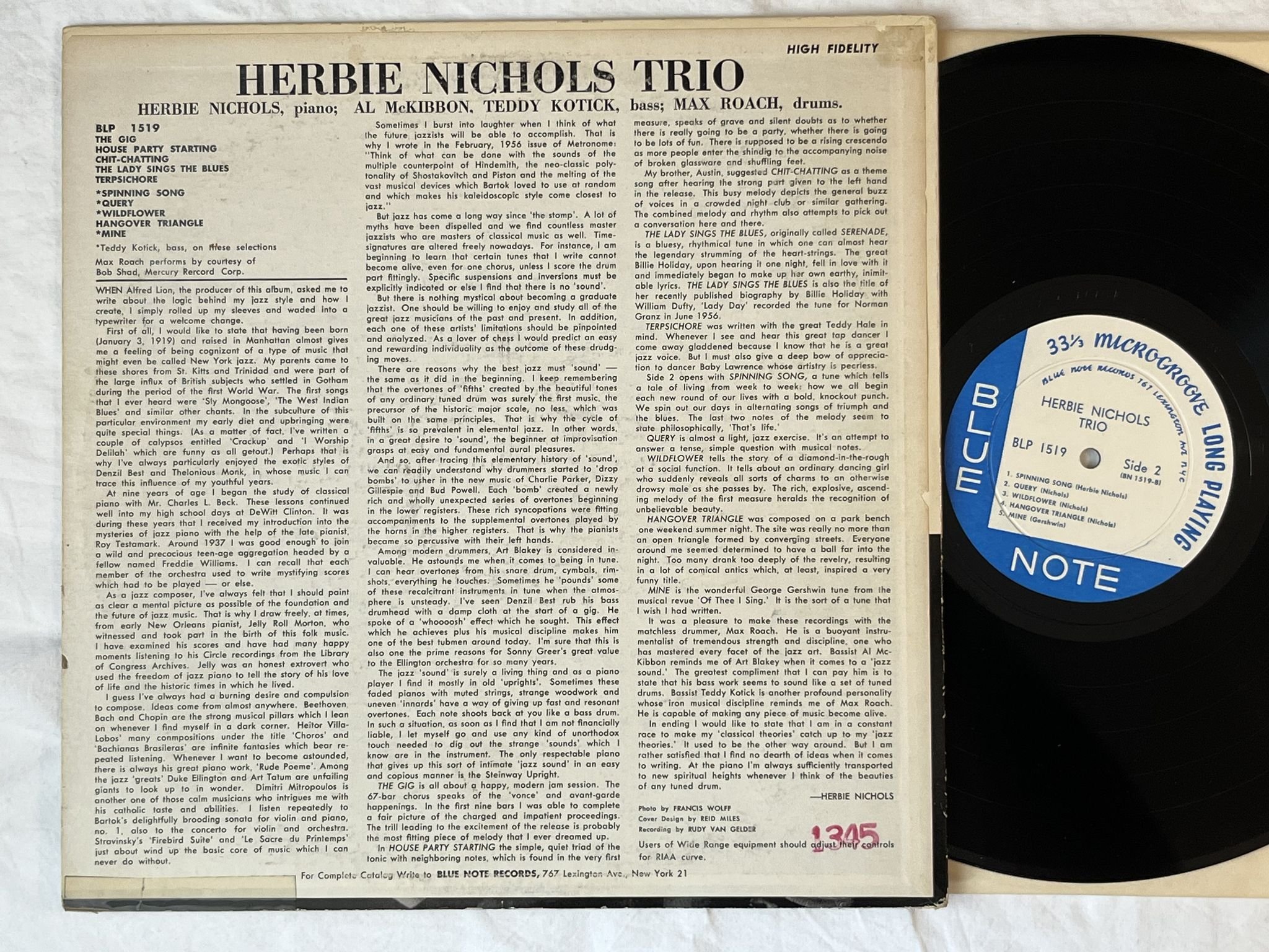 Omslagsbild för skivan HERBIE NICHOLS TRIO LP US BLP 1519 Blue Note