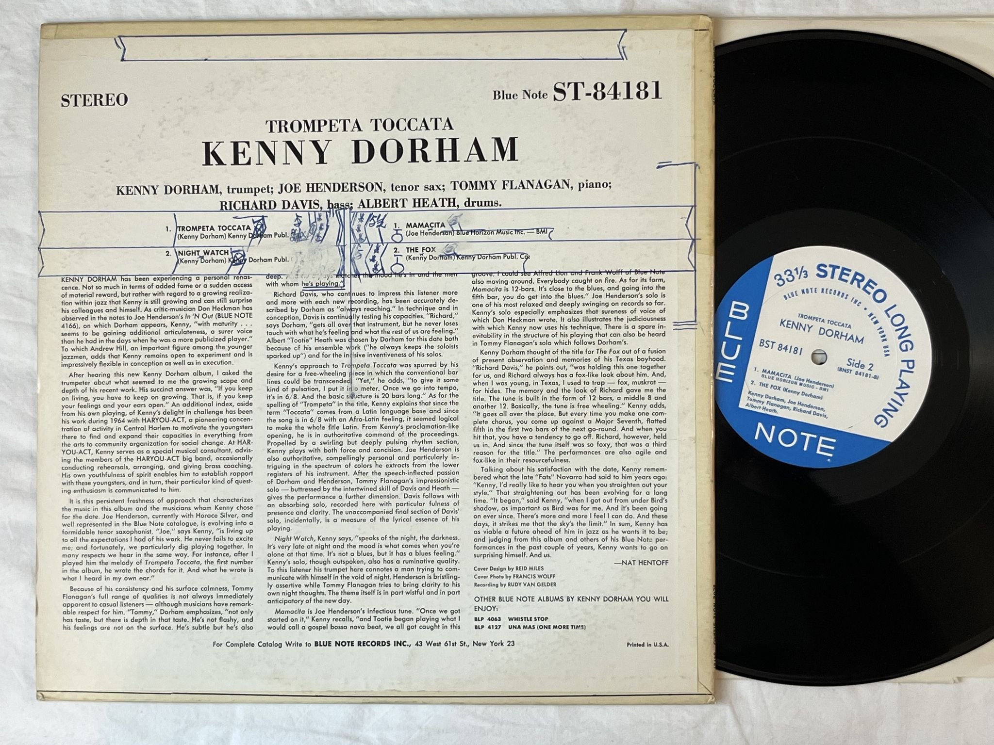 Omslagsbild för skivan KENNY DORHAM trompeta toccata LP -65 US BST 84181 Blue Note