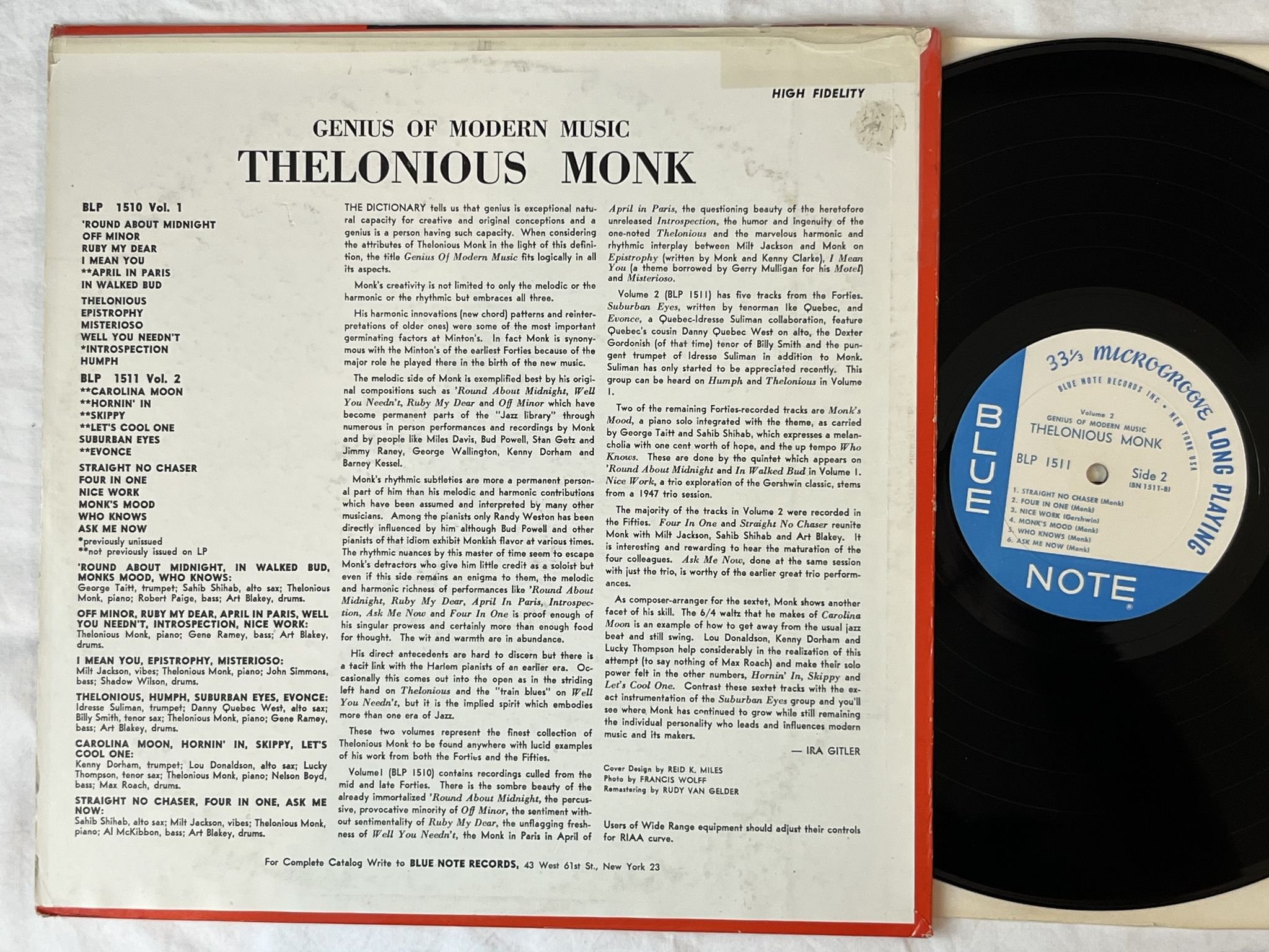 Omslagsbild för skivan THELONIOUS MONK genius of modern music LP BLP 1510 Blue Note