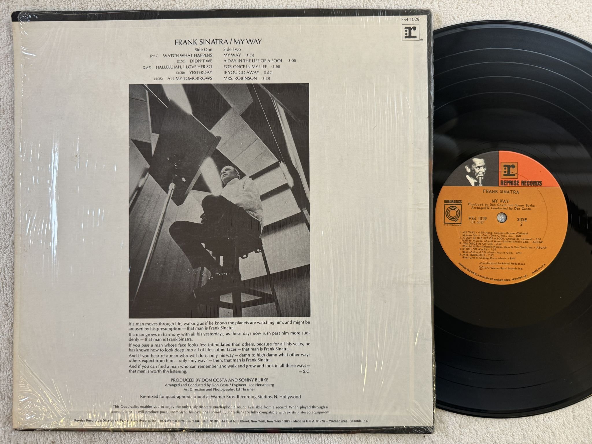 Omslagsbild för skivan FRANK SINATRA my way LP -73 US FS4 1029 Reprise Records