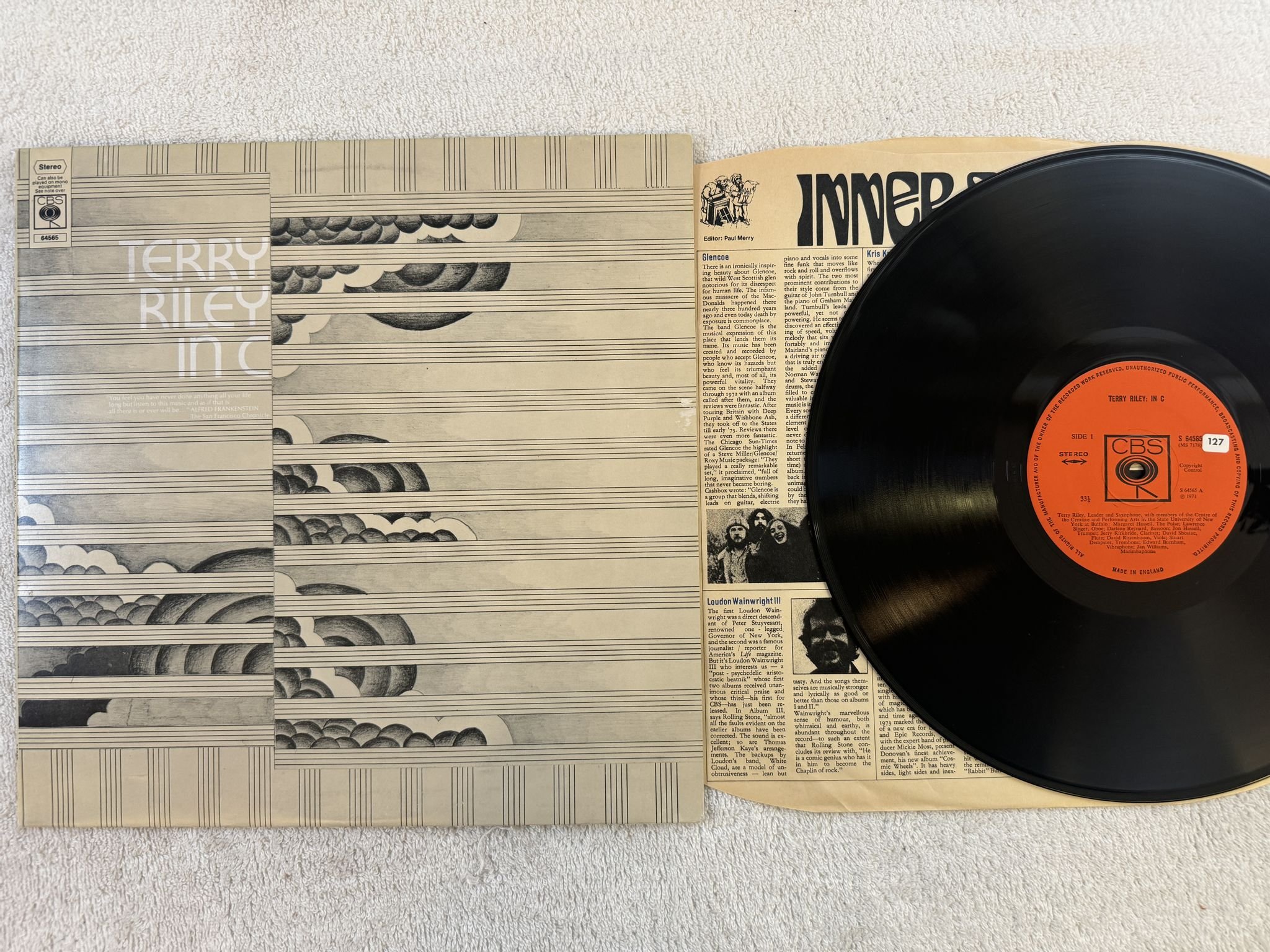 Omslagsbild för skivan TERRY RILEY in c LP -71 UK CBS 64565