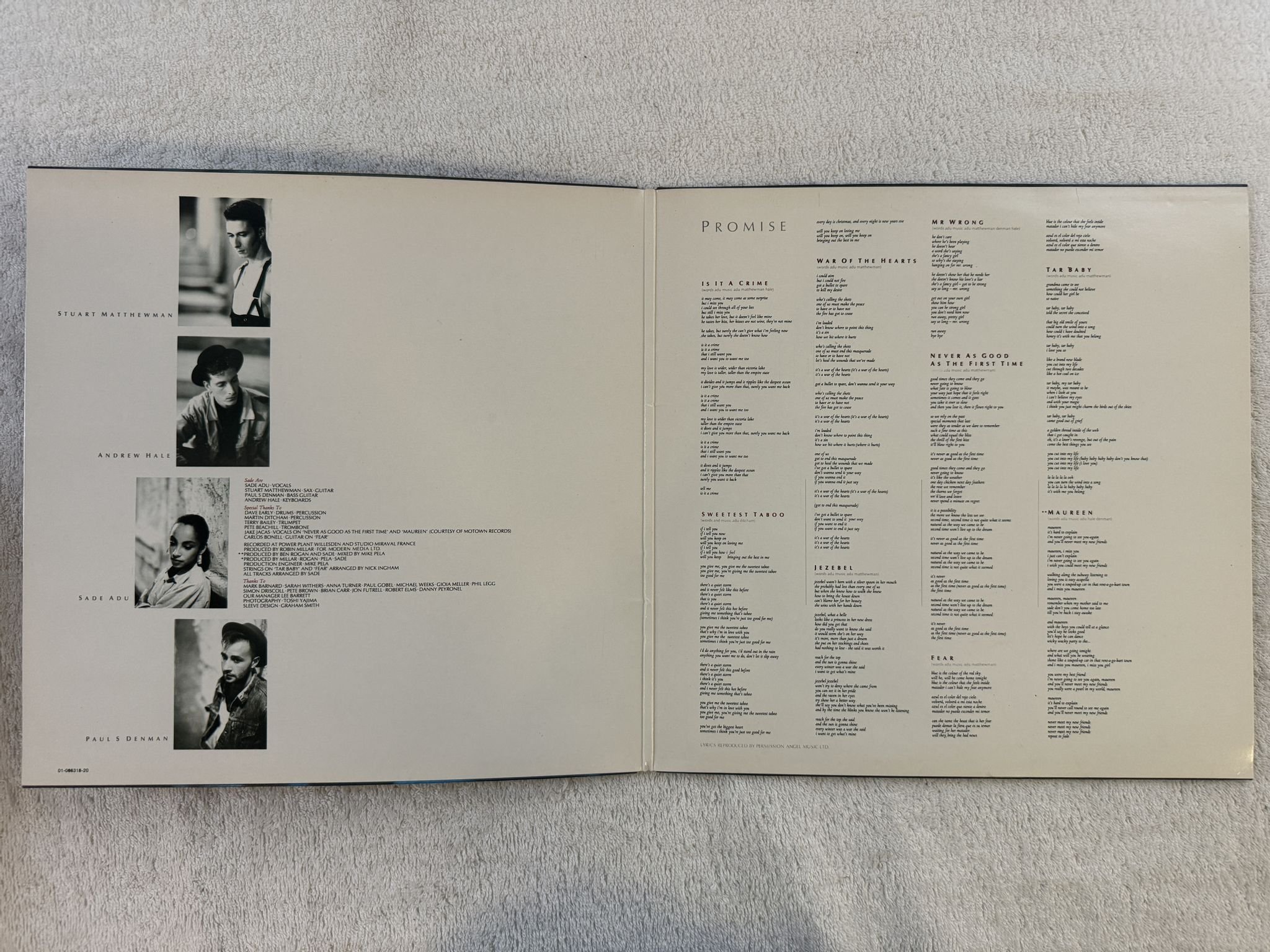 Omslagsbild för skivan SADE promise LP -85 EPIC 86318