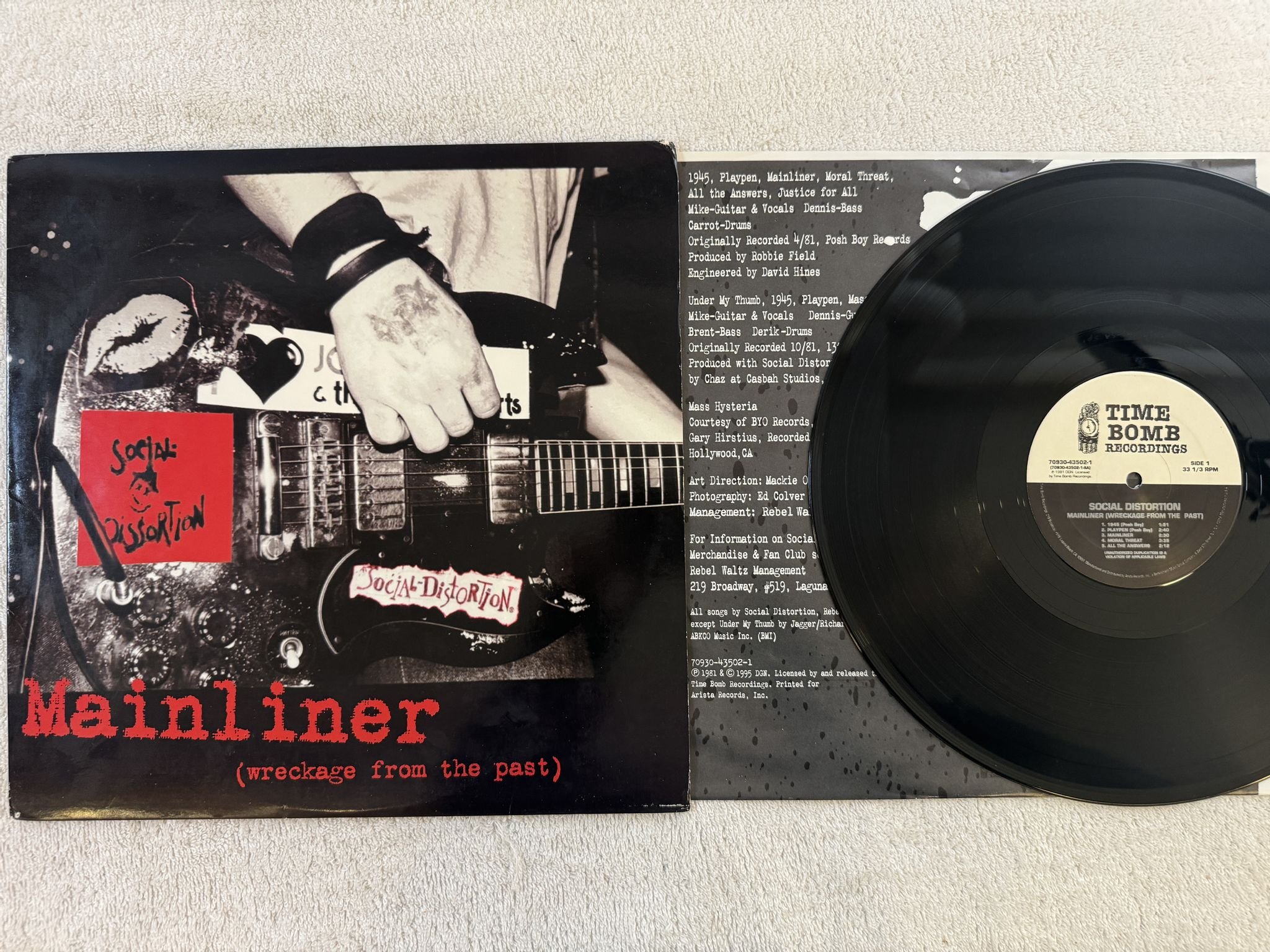 Omslagsbild för skivan SOCIAL DISTORTION mainliner LP -95 US Time Bomb Recordings 70930-43502-1