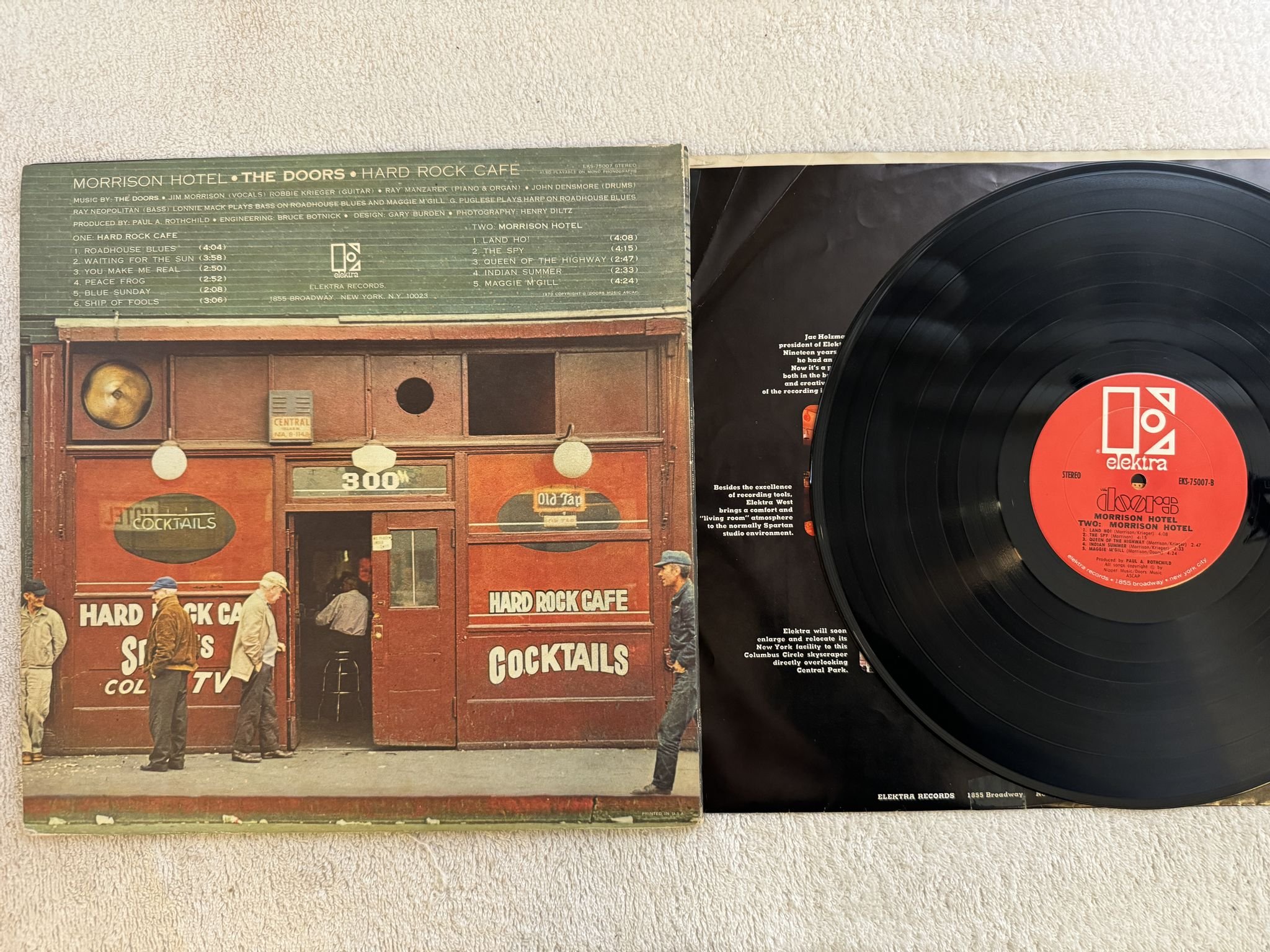 Omslagsbild för skivan THE DOORS morrison hotel LP -70 US EKS-75007 Elektra