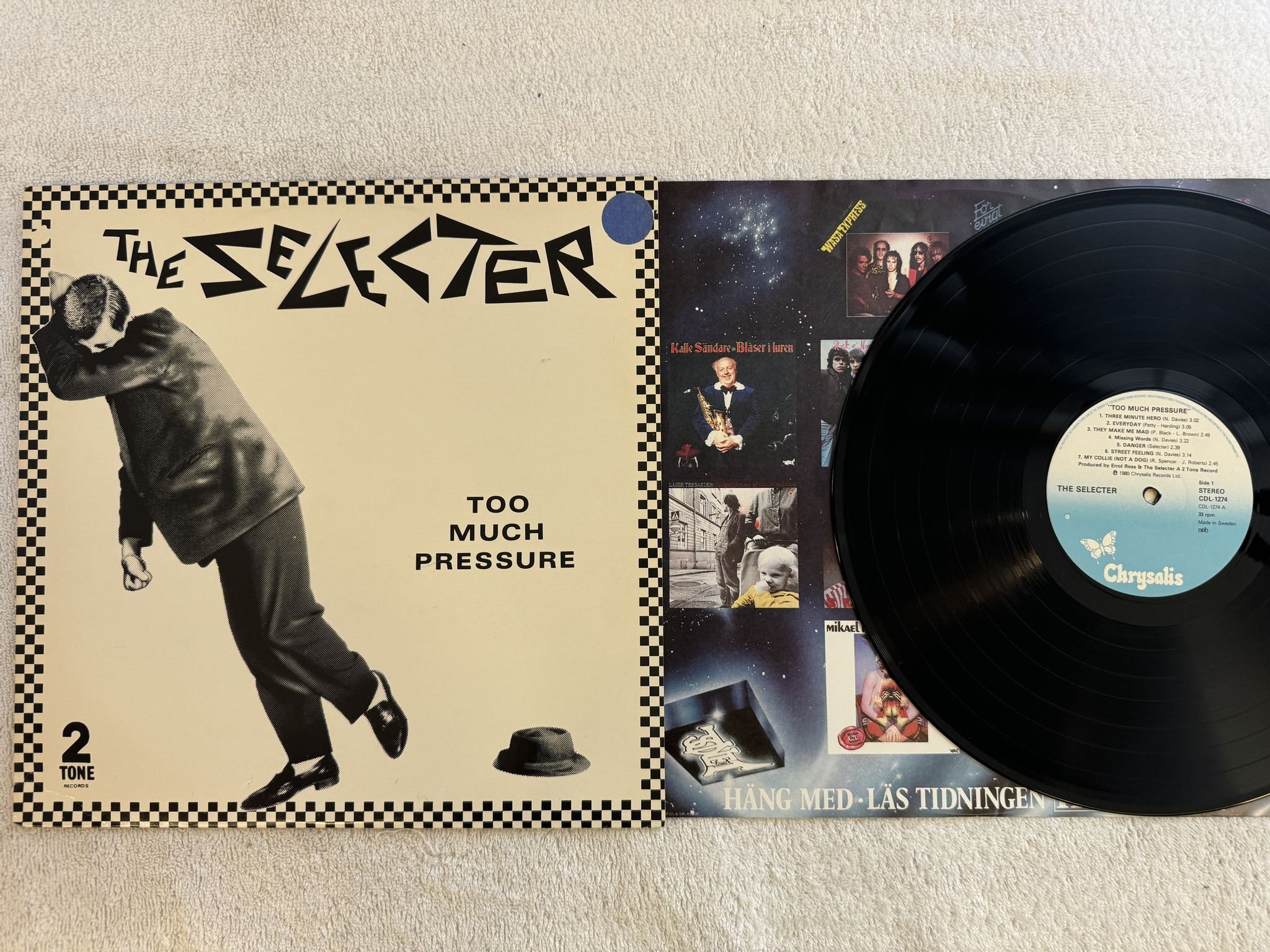 Omslagsbild för skivan THE SELECTER too much pressure LP -80 SWE CDL TT5002 Two-Tone Records