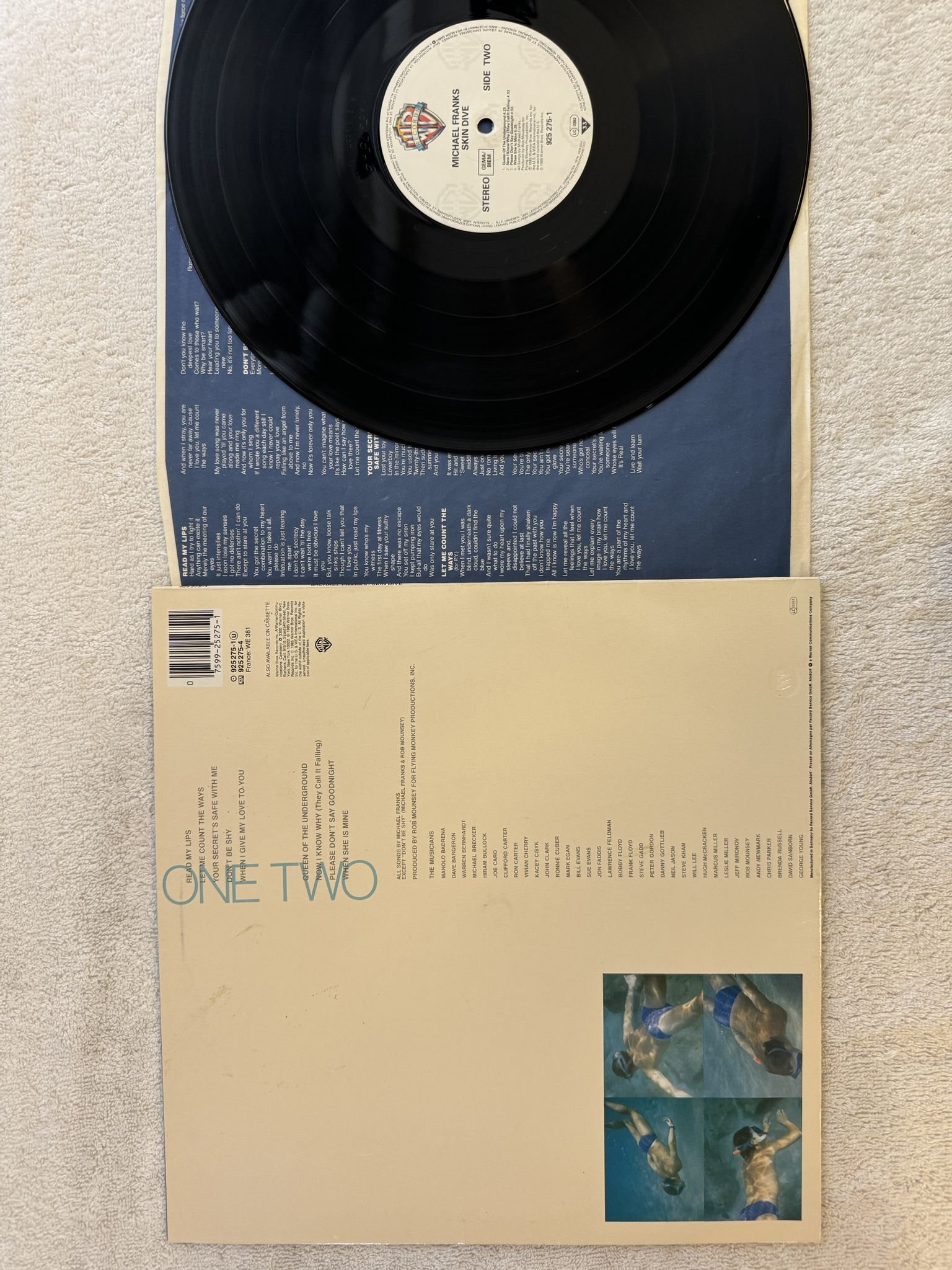 Omslagsbild för skivan MICHAEL FRANKS skin dive LP -88 Warner bros. Records 925 275-1
