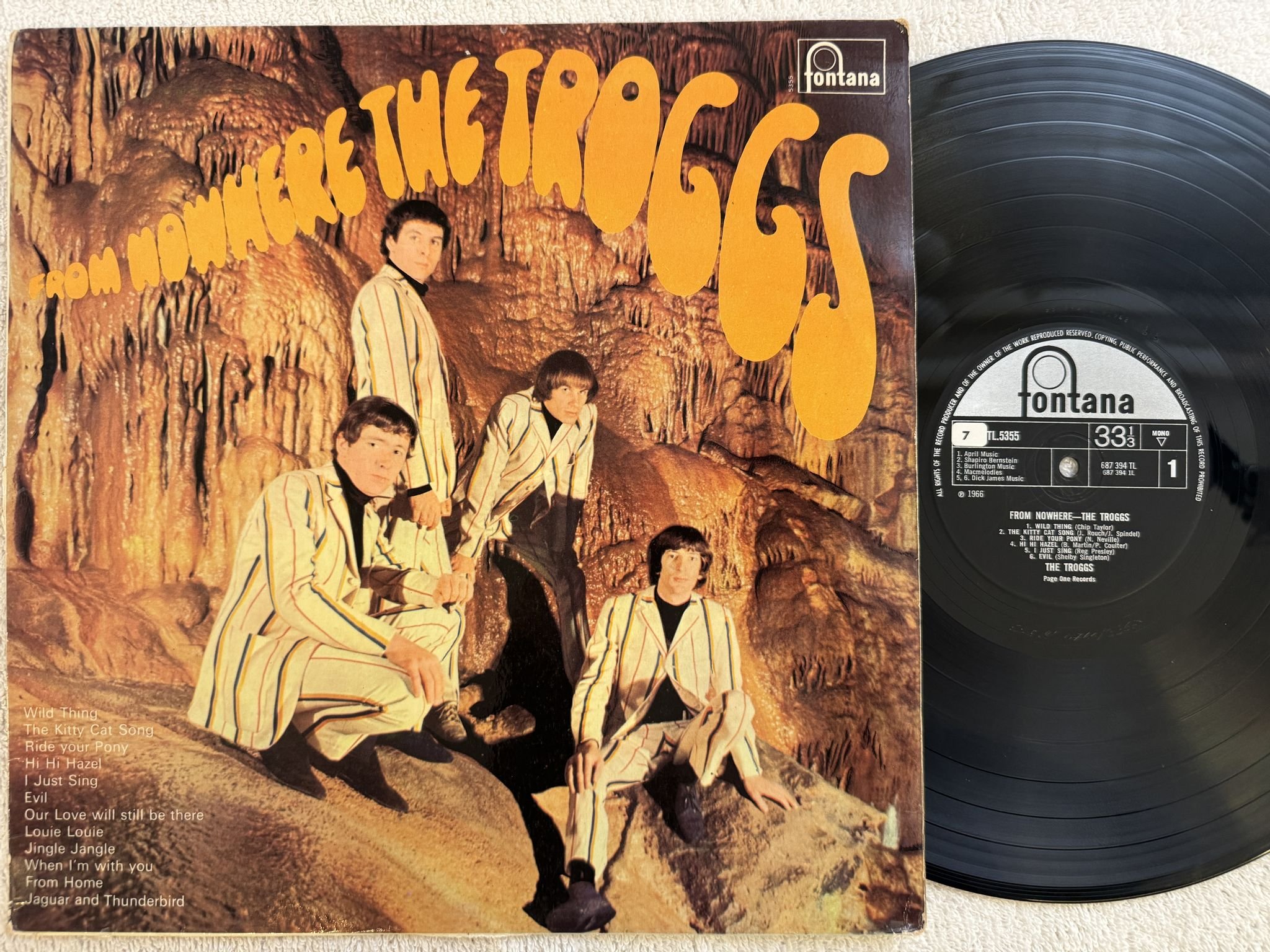 Omslagsbild för skivan THE TROGGS from nowhere LP -66 TL 5355 Fontana