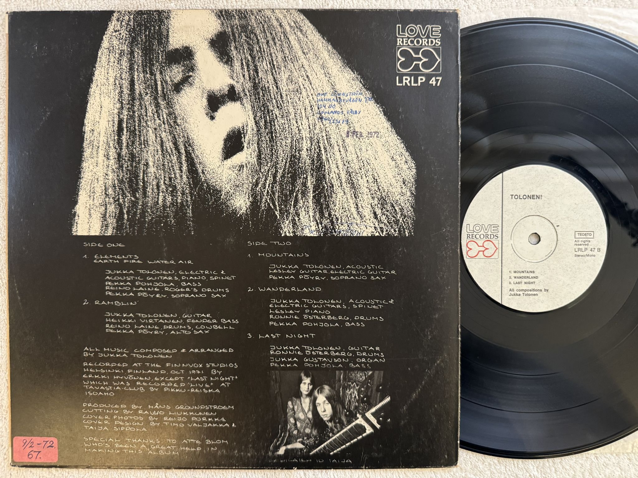 Omslagsbild för skivan JUKKA TOLONEN tolonen! LP LRLP 47 Love Records