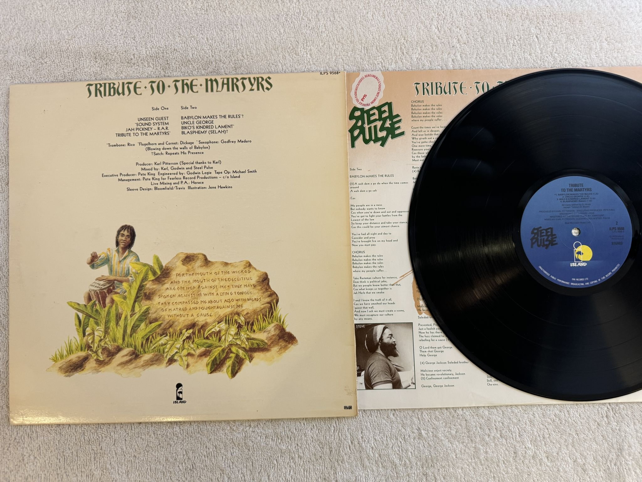 Omslagsbild för skivan STEEL PULSE tribute to the martyrs LP -79 ILPS 9568 Island Records