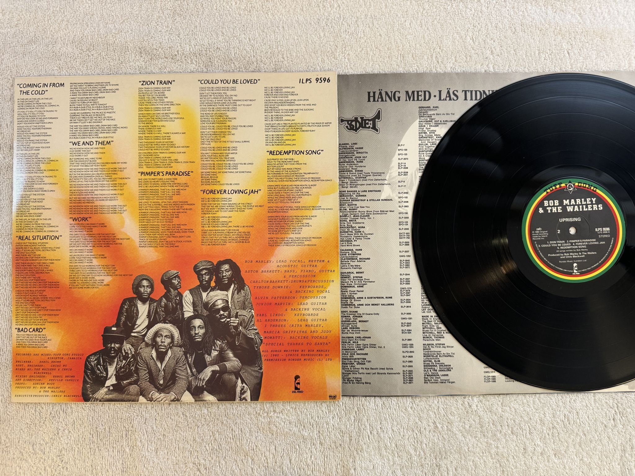Omslagsbild för skivan BOB MARLEY & THE WAILERS uprising LP -80 ILPS 9596 Island Records