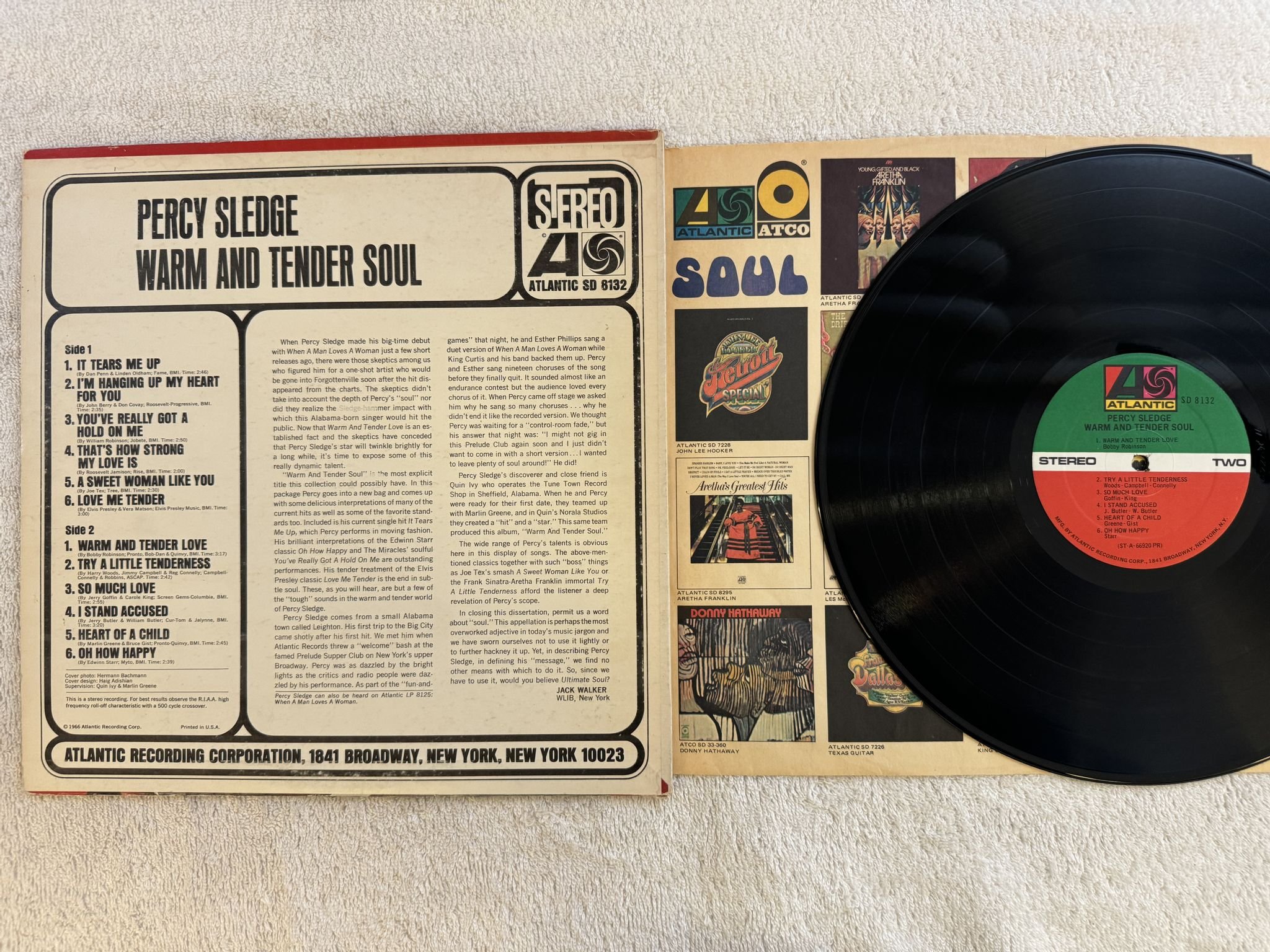 Omslagsbild för skivan PERCY SLEDGE warm & tender soul LP -66 SD 8132 ATLANTIC