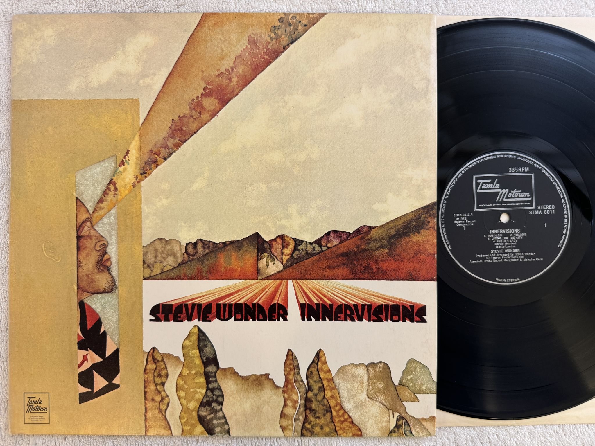 Omslagsbild för skivan STEVIE WONDER innervisions LP -73 STMA 8011 Tamla Motown