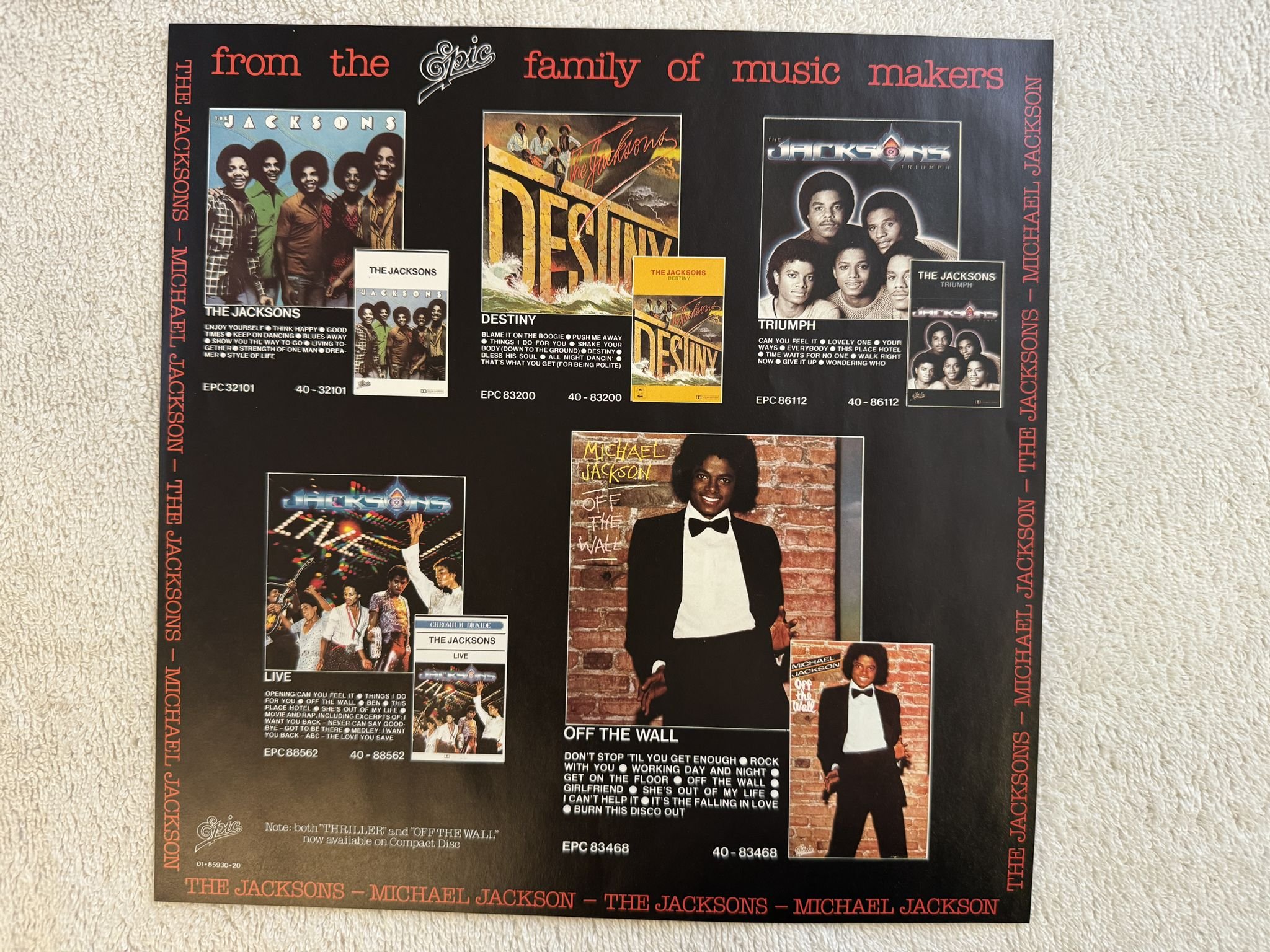 Omslagsbild för skivan MICHAEL JACKSON thriller LP -82 EPIC 85930