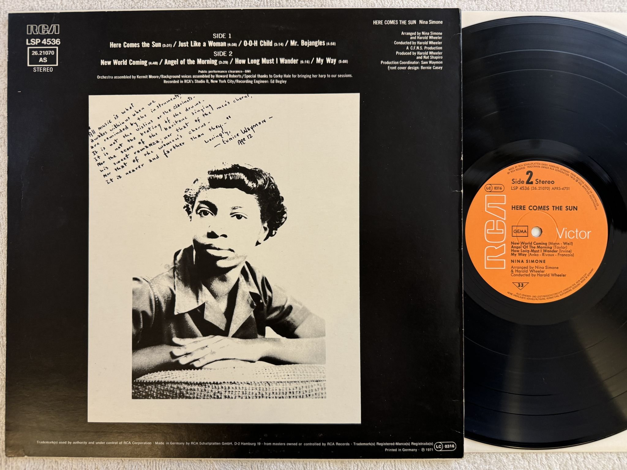 Omslagsbild för skivan NINA SIMONE nina simone LP -71 LSP-4536 RCA Victor