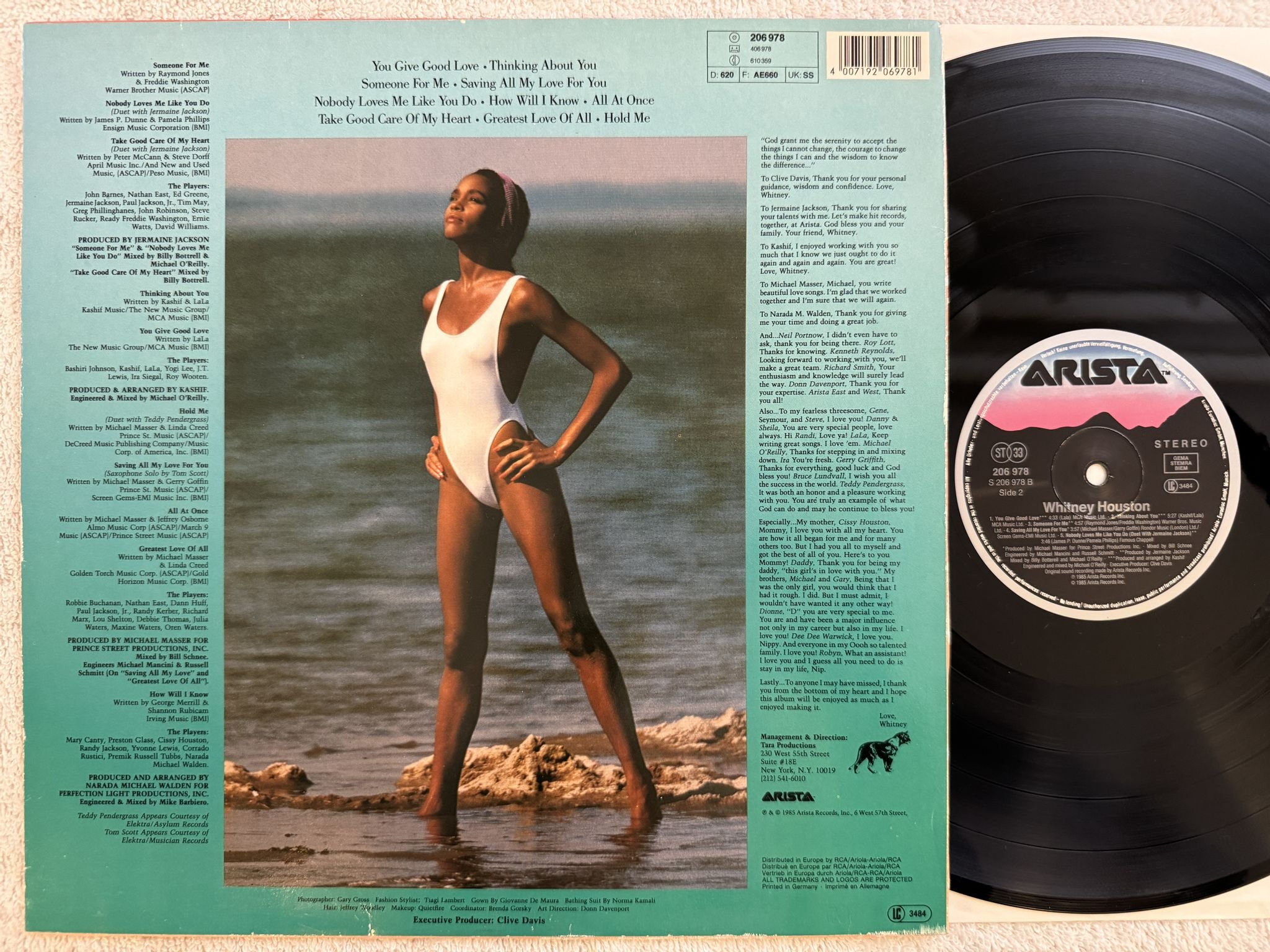 Omslagsbild för skivan WHITNEY HOUSTON Whitney Houston LP -85 206 978 Arista
