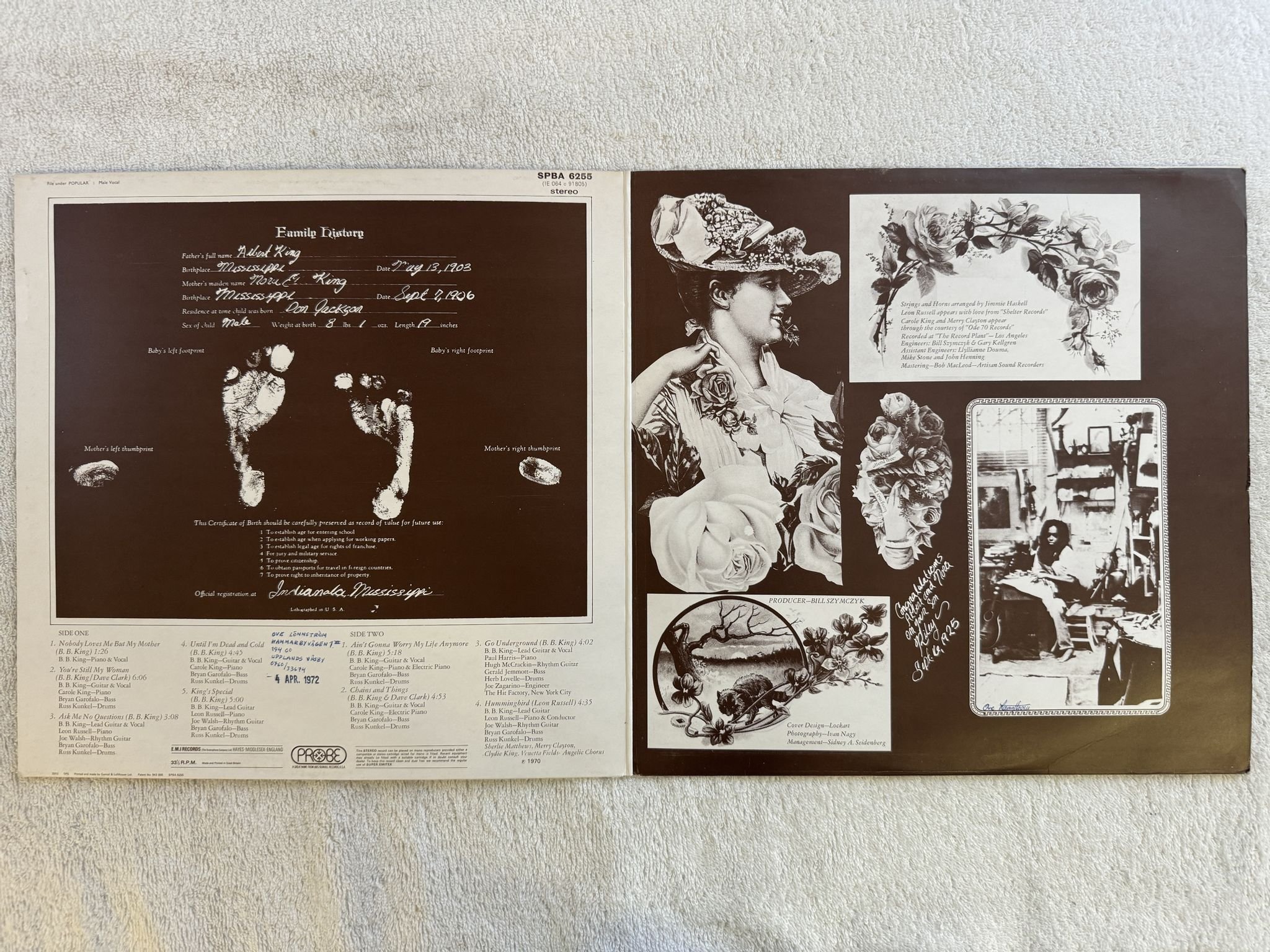Omslagsbild för skivan B.B. KING Indianola Mississippi Seeds LP -70 SPBA 6255 Probe
