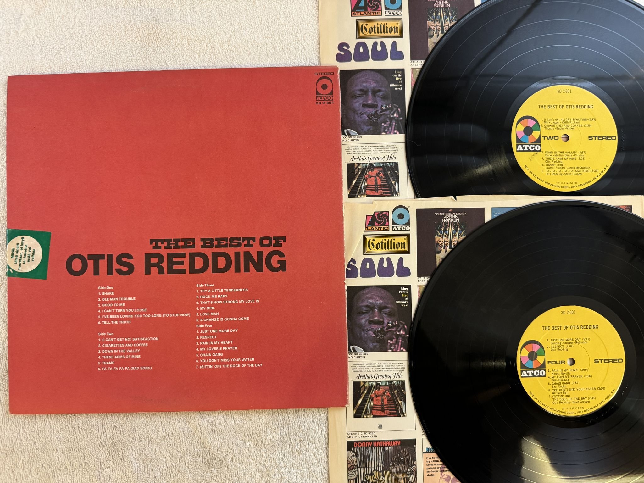 Omslagsbild för skivan OTIS REDDING the best of Otis Redding LP -72 SD 2-801 ATCO Records