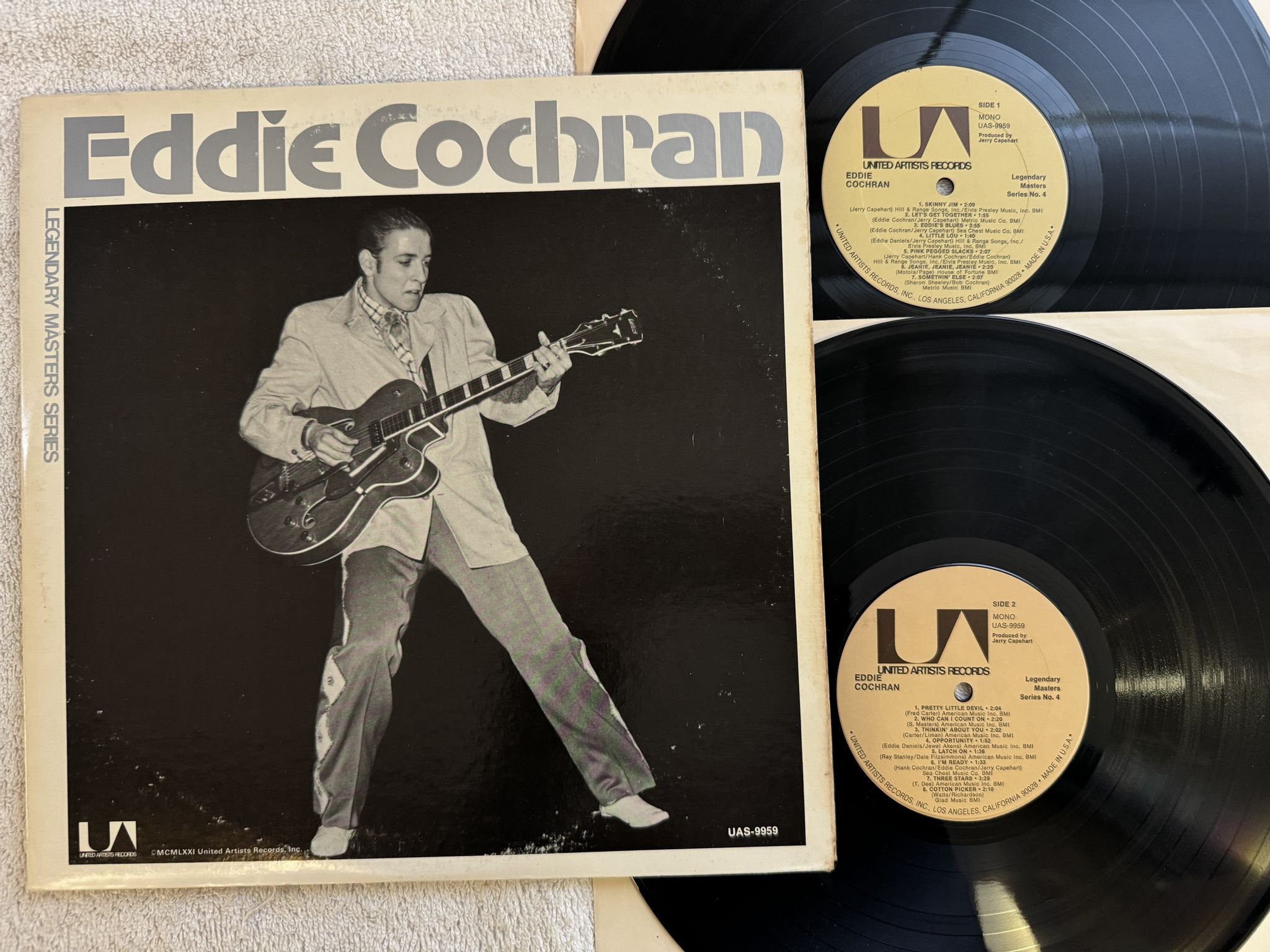 Omslagsbild för skivan EDDIE COCHRAN legendary masters series #4 2X LP -71 United Artists Records