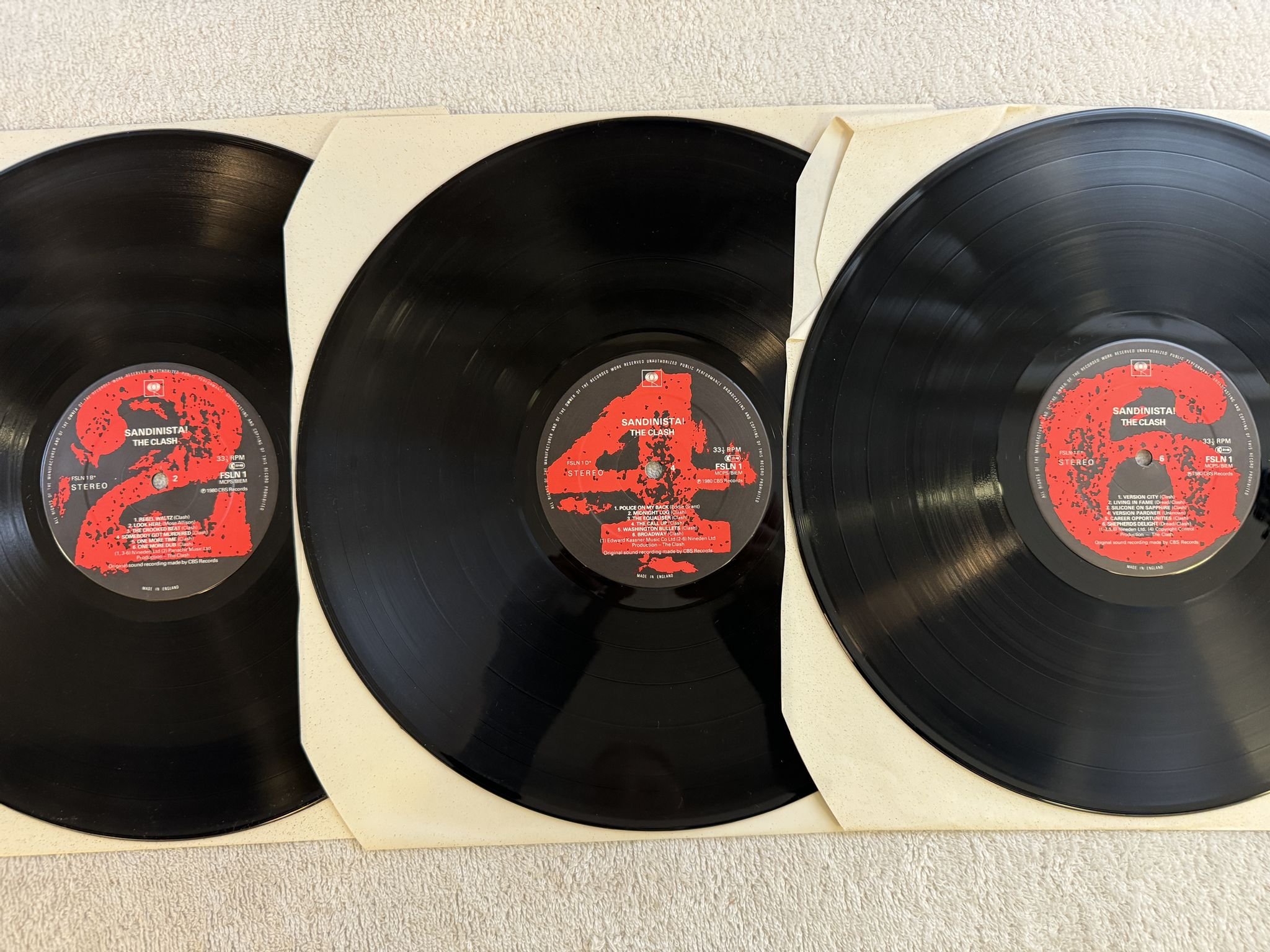 Omslagsbild för skivan THE CLASH Sandinista! 3X LP -80 FSLN 1 CBS