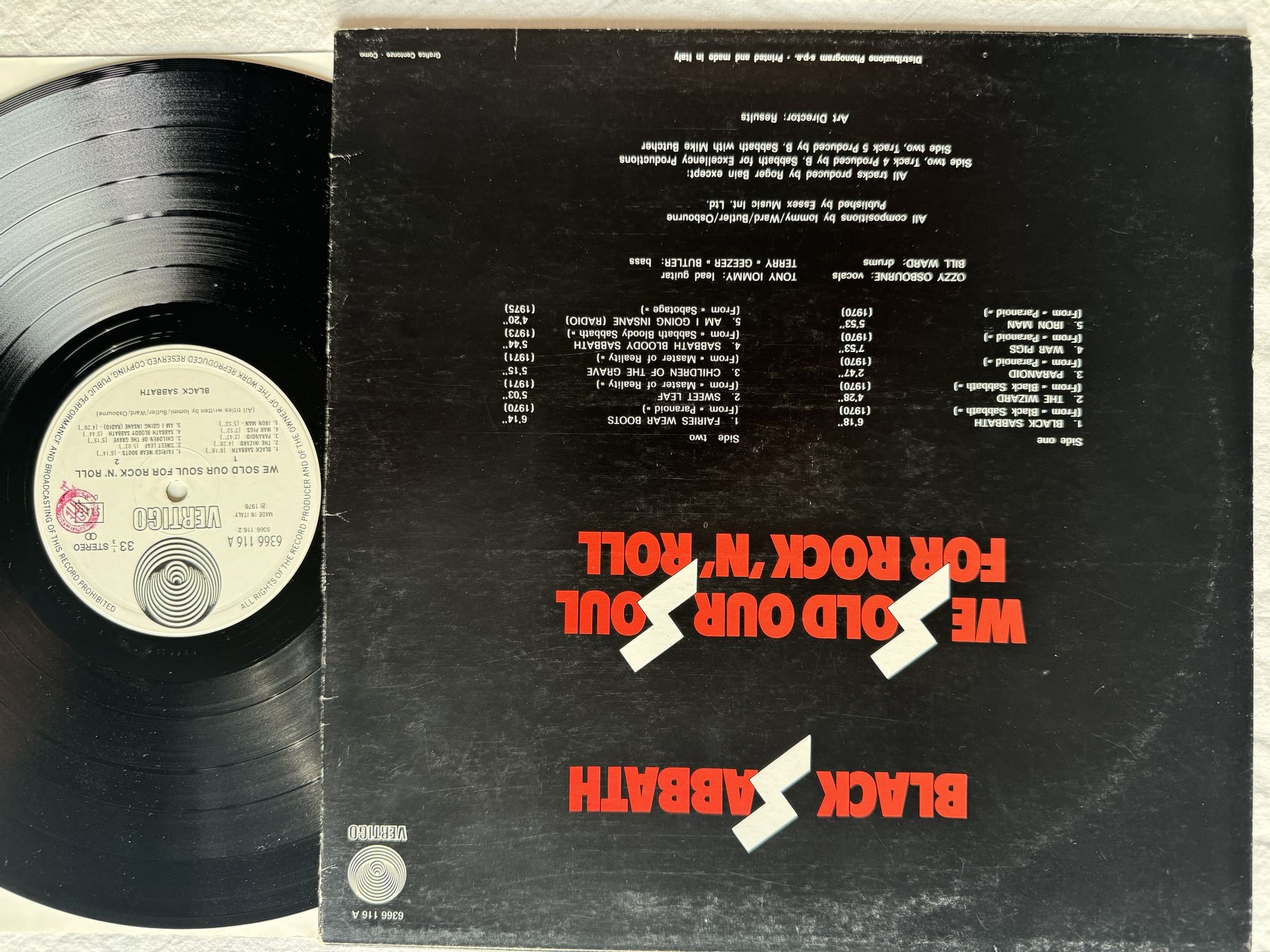 Omslagsbild för skivan BLACK SABBATH we sold our soul for rock 'N' roll LP -76 ITALY 6366 116 A Vertigo