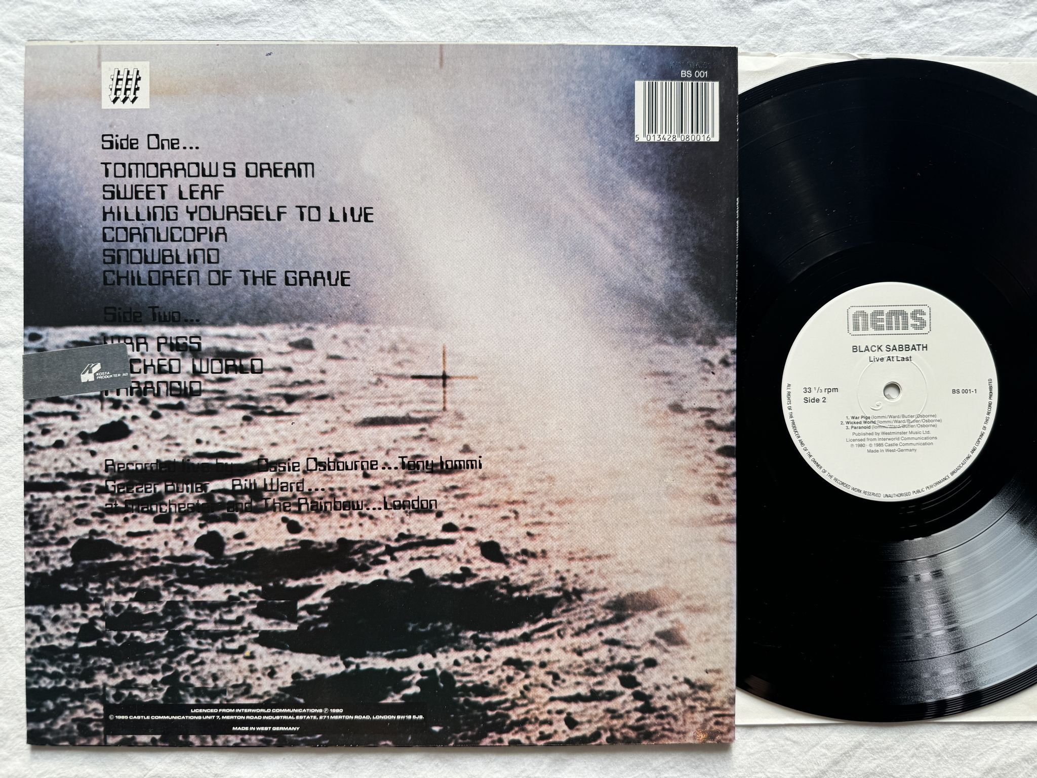 Omslagsbild för skivan BLACK SABBATH live at last... LP -80 BS 001 Nems