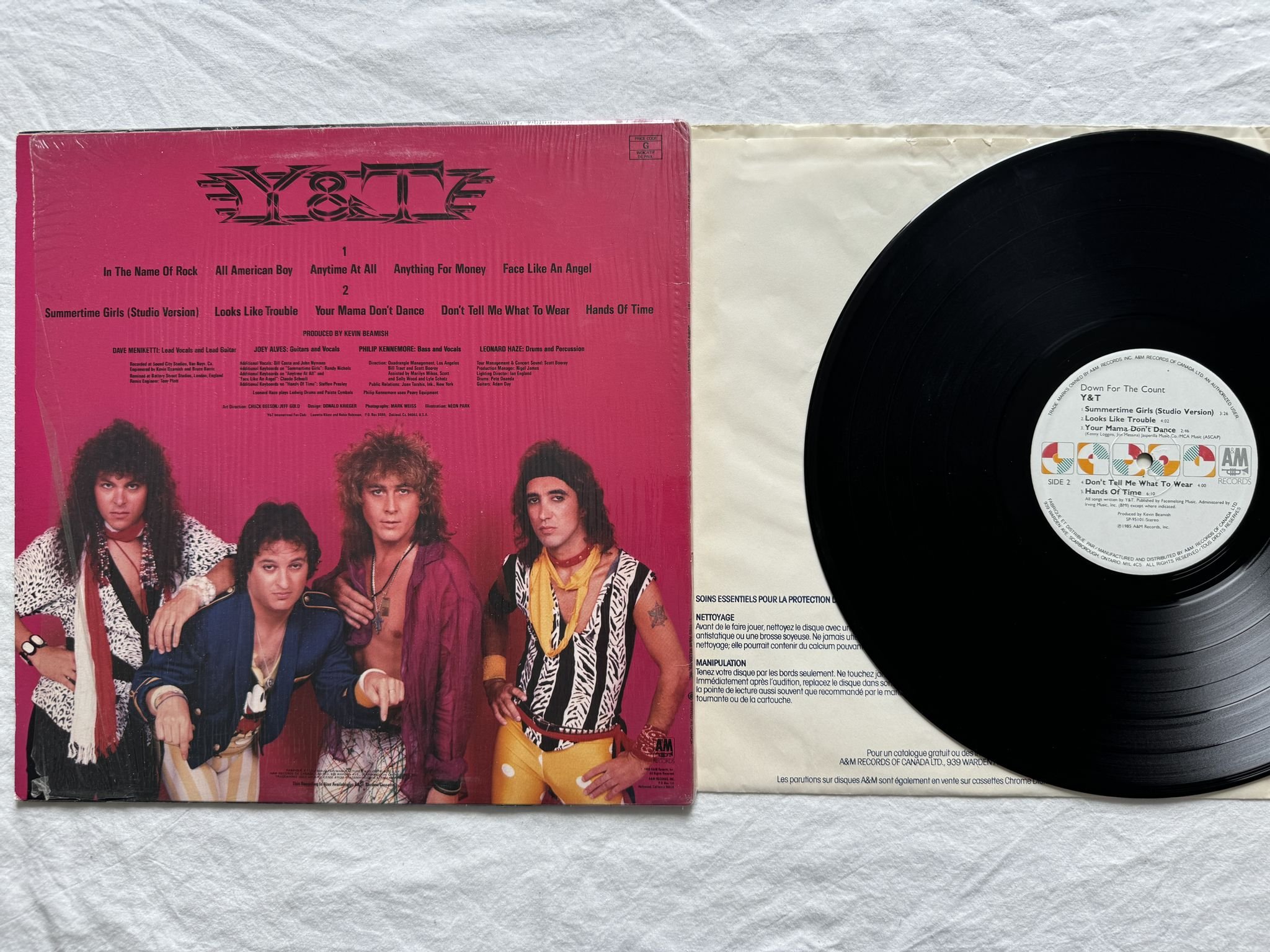 Omslagsbild för skivan Y & T down for the count LP -85 SP-5101 A&M Records