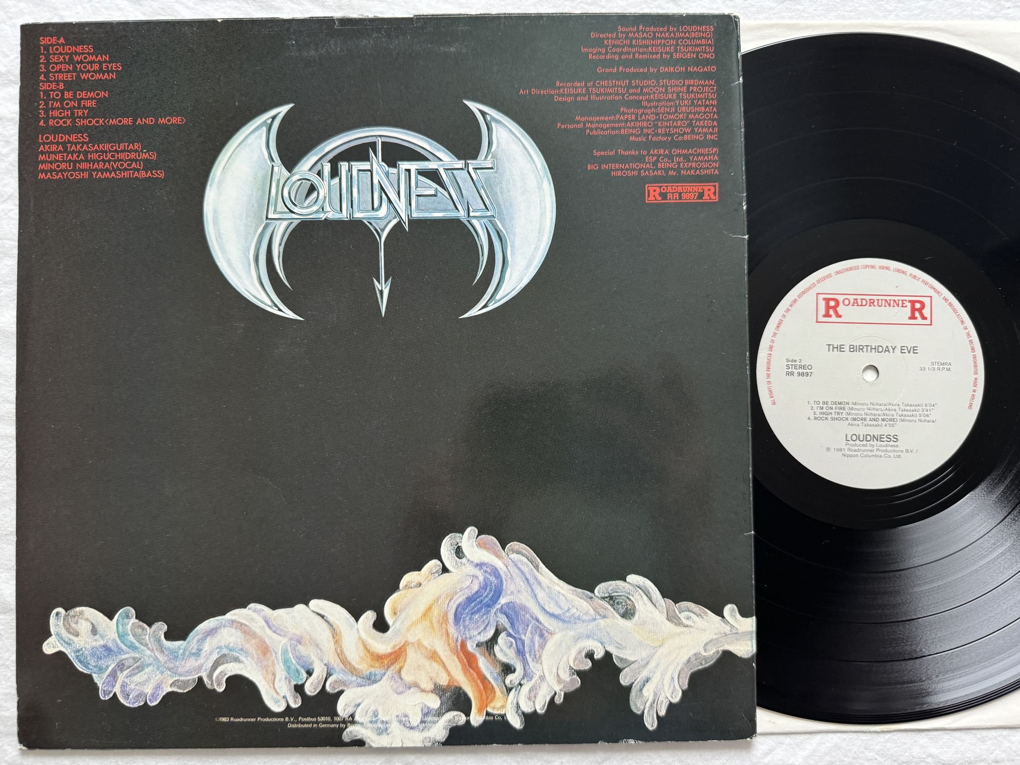 Omslagsbild för skivan LOUDNESS the birthday eve LP -83 RR 9897 Roadrunner Records