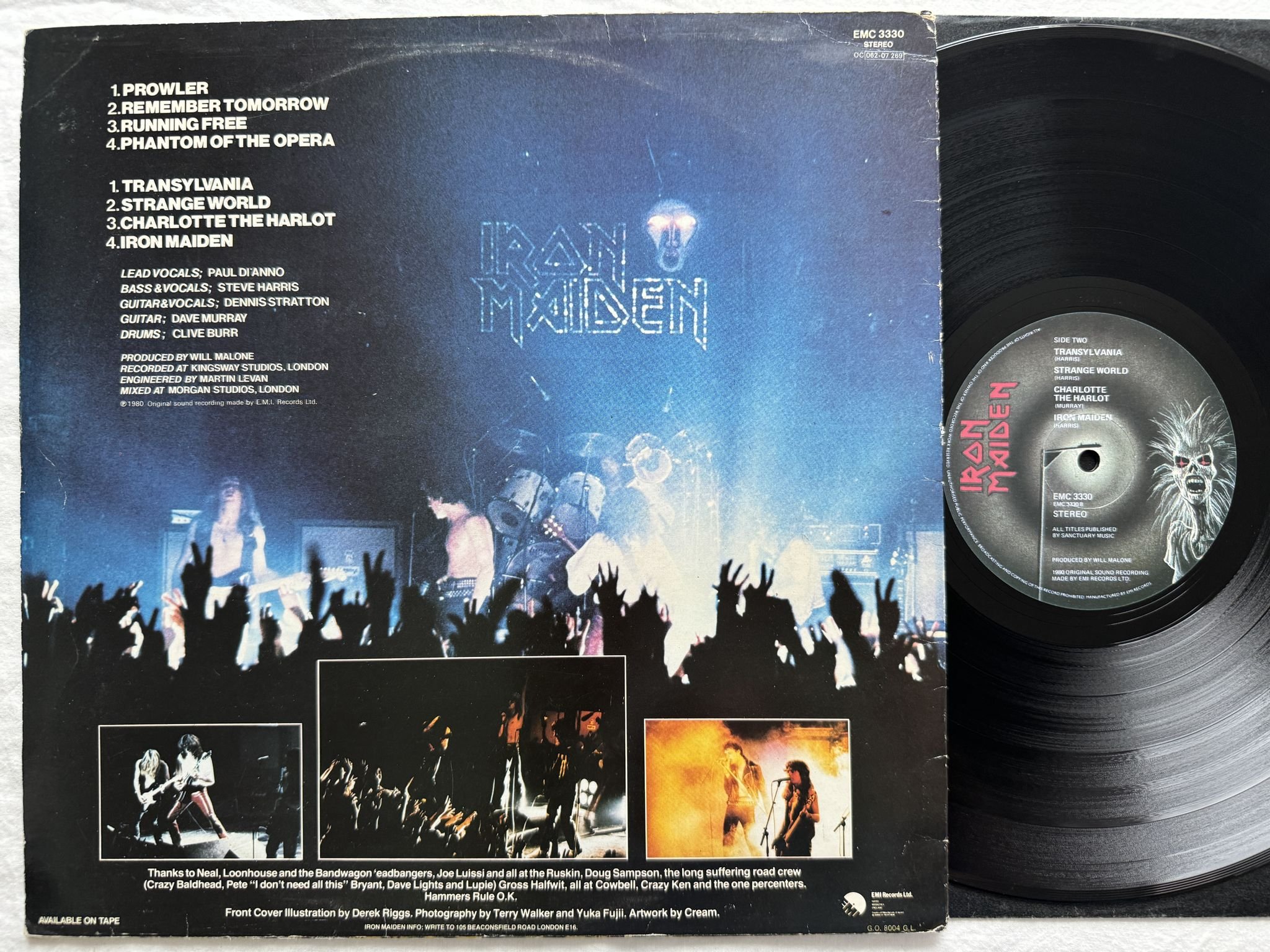 Omslagsbild för skivan IRON MAIDEN Iron Maiden LP -80 EMC 3330 EMI