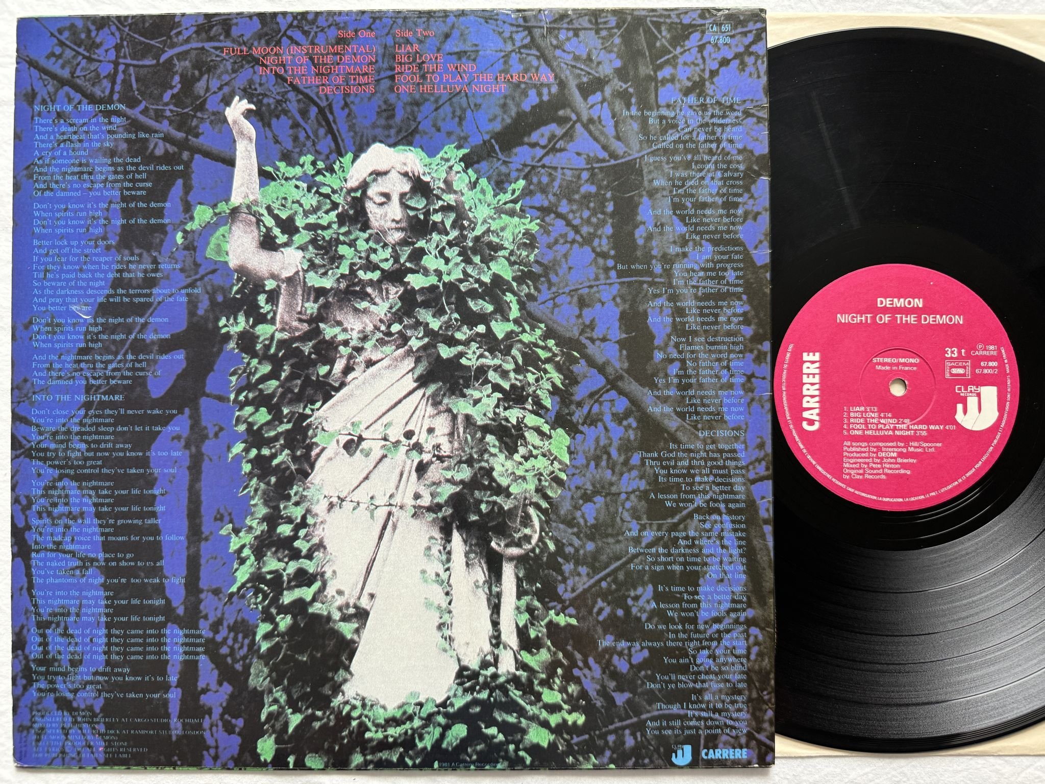 Omslagsbild för skivan DEMON night of the demon LP -81 67.800 Carrere