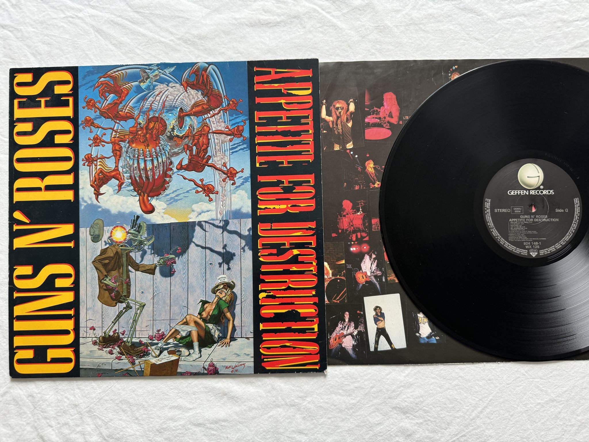 Omslagsbild för skivan GUNS N' ROSES appetite for destruction LP -87 924 148-1 Geffen Records
