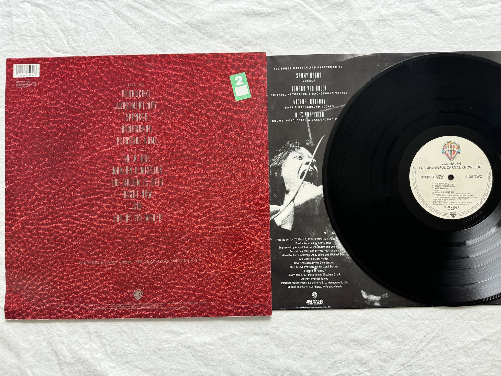 Omslagsbild för skivan VAN HELEN for unlawful carnal knowledge LP -91 WX 420 Warner Bros. Records