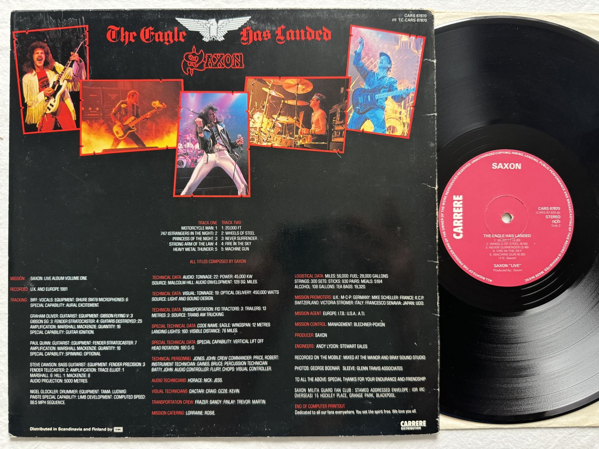 Omslagsbild för skivan SAXON the eagle has landed LP -82 CARS 67870 Carrere