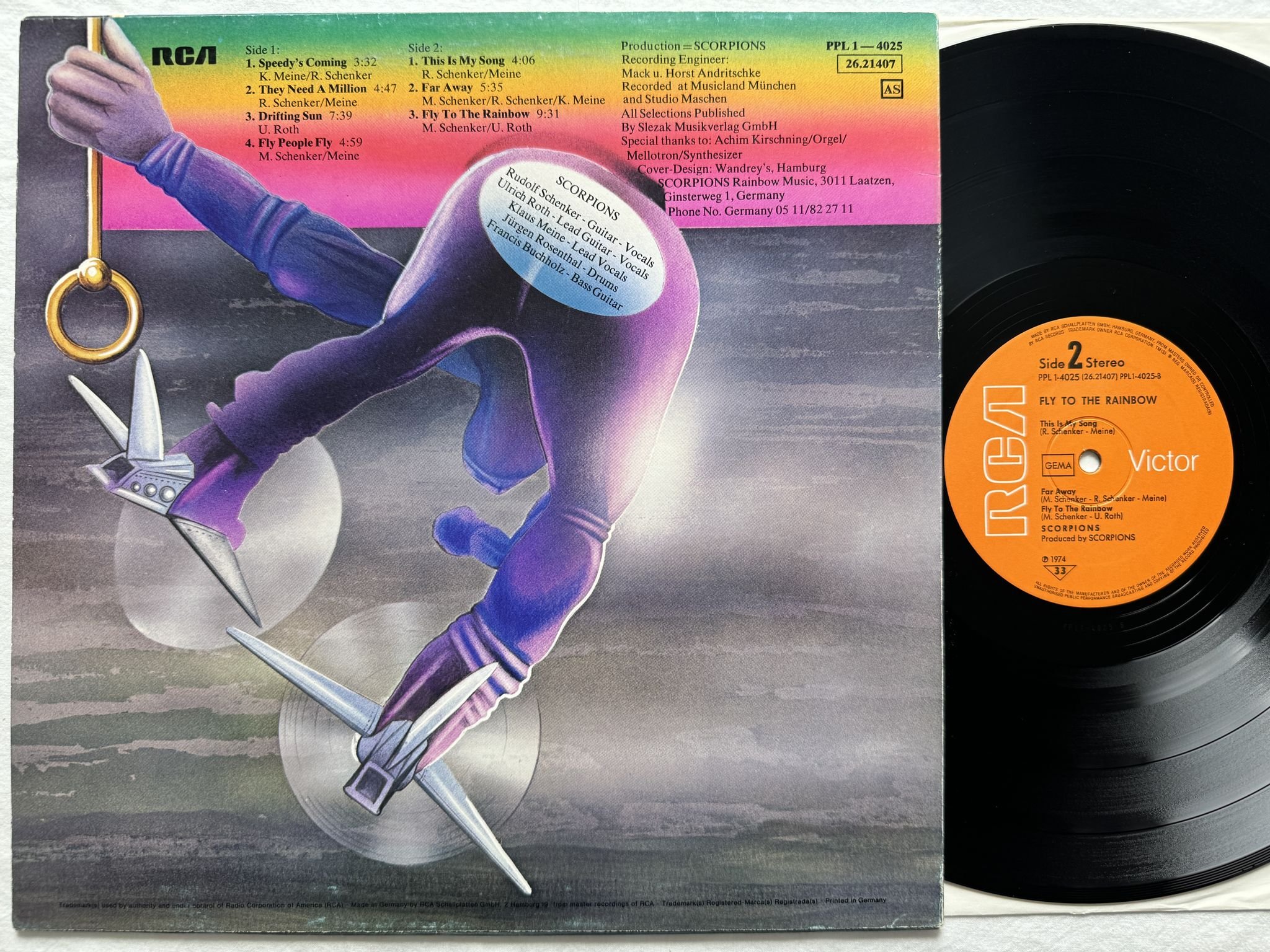 Omslagsbild för skivan SCORPIONS fly to the rainbow LP -74 PPL 1-4025 RCA Victor