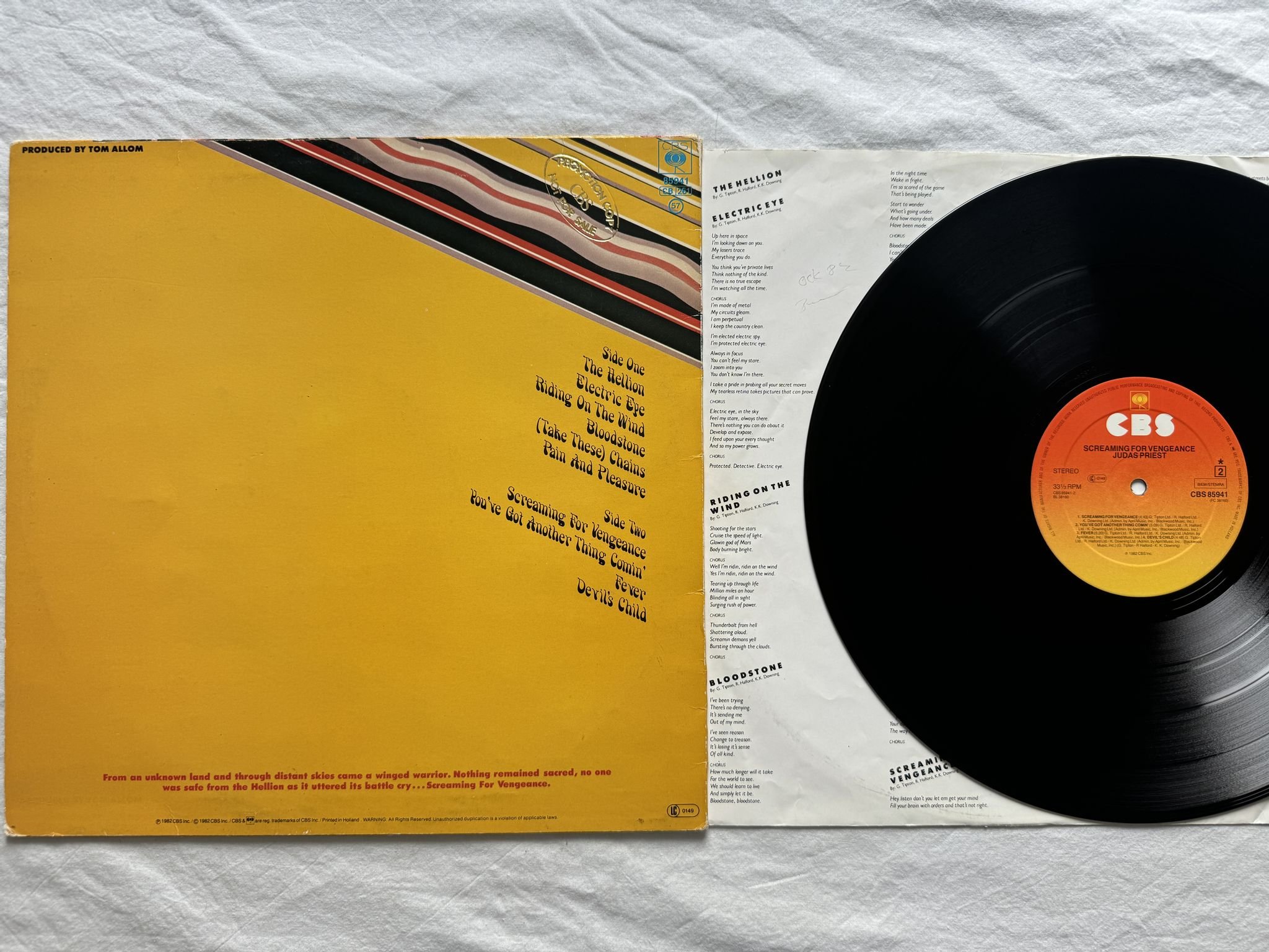 Omslagsbild för skivan JUDAS PRIEST screaming for vengeance LP -82 CBS 85941