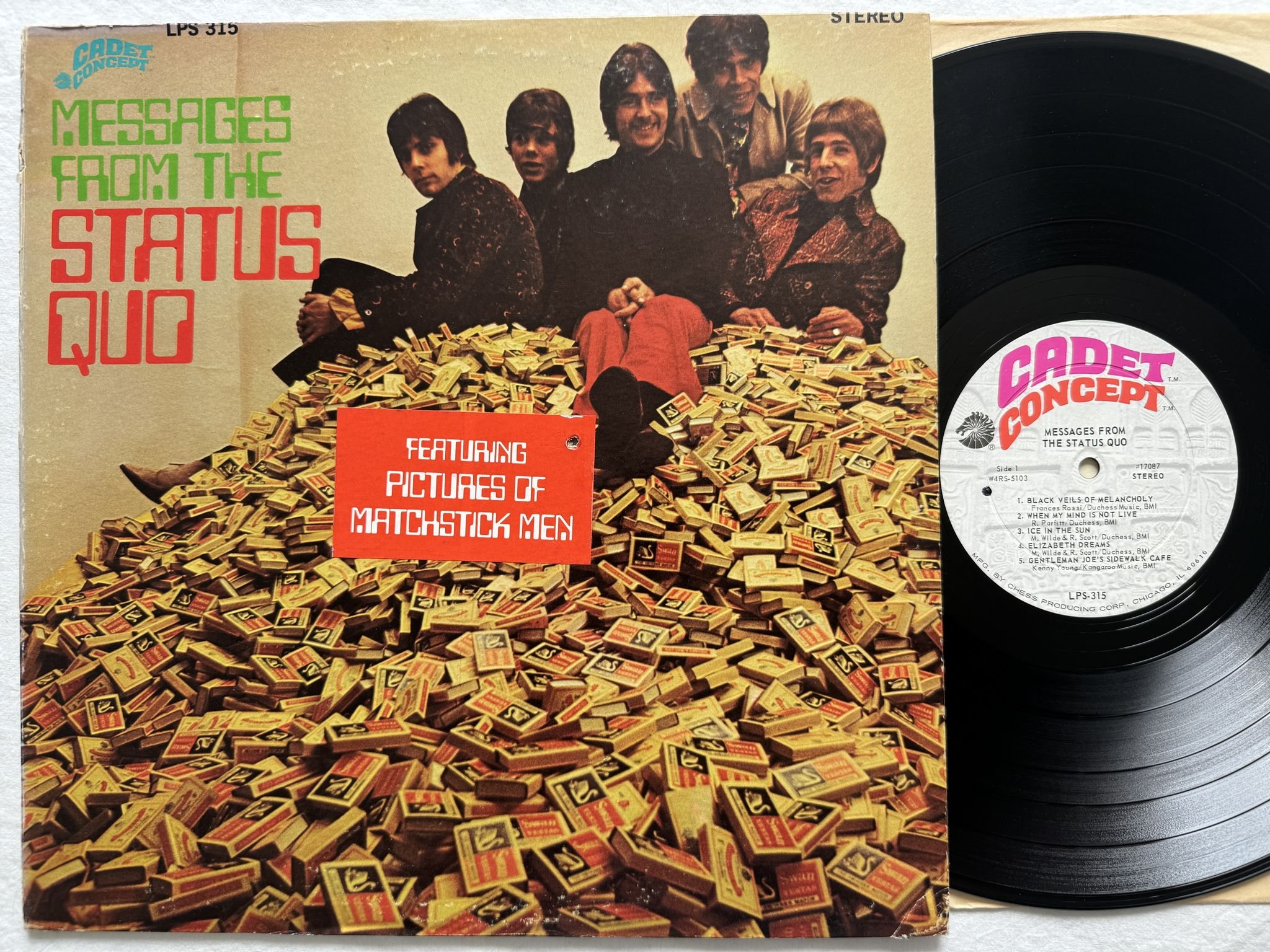 Omslagsbild för skivan THE STATUS QUO messages from the status quo LP -68 LPS 315 Cadet Concept