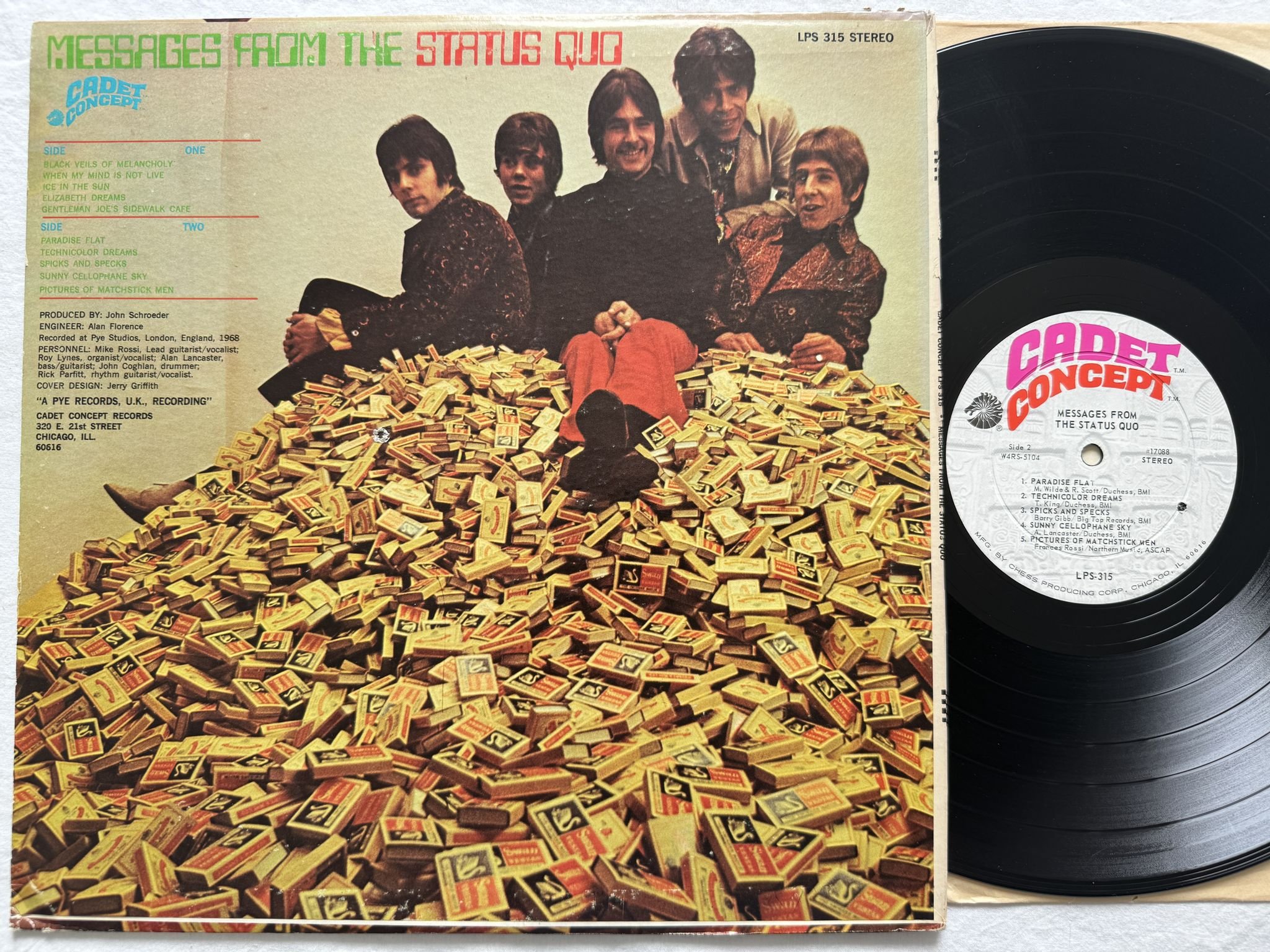 Omslagsbild för skivan THE STATUS QUO messages from the status quo LP -68 LPS 315 Cadet Concept