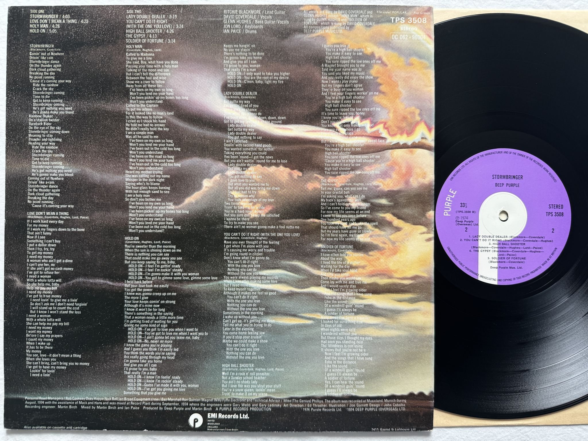 Omslagsbild för skivan DEEP PURPLE strombringer LP -74 TPS 3508 Purple Records