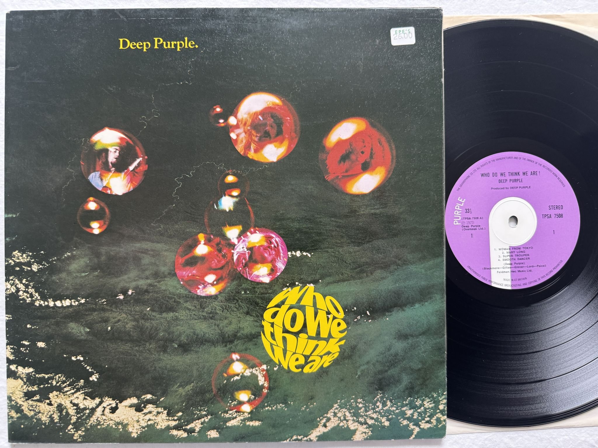 Omslagsbild för skivan DEEP PURPLE who do we think we are LP -73 TPSA 7508 Purple Records