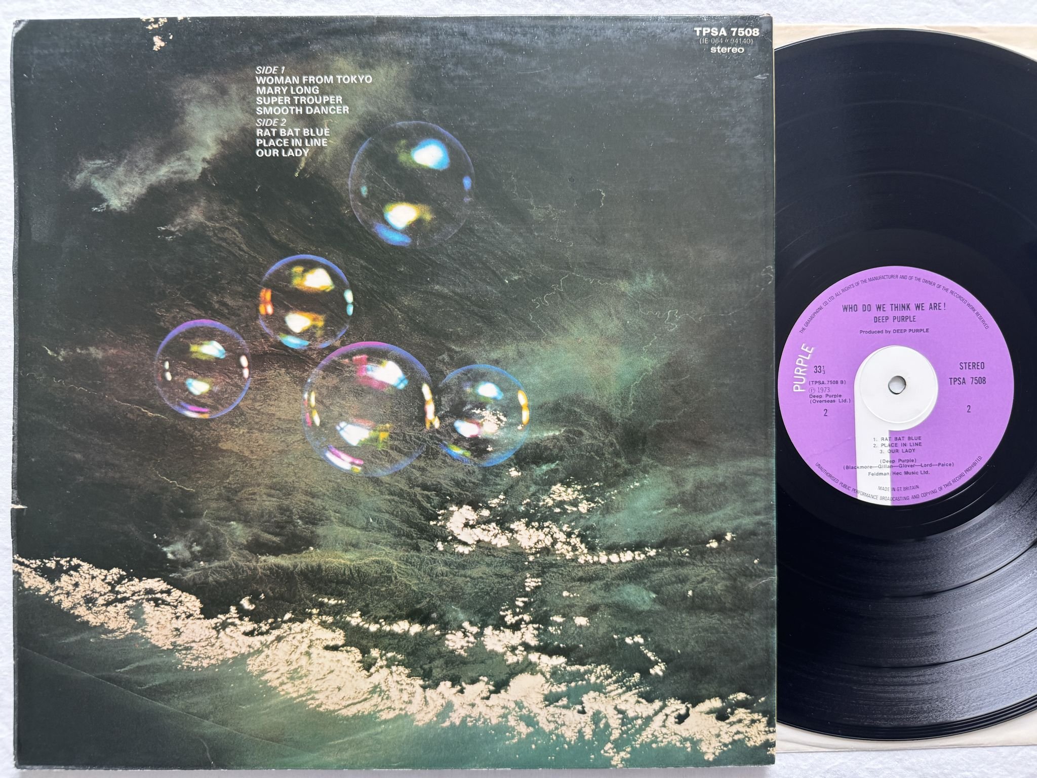 Omslagsbild för skivan DEEP PURPLE who do we think we are LP -73 TPSA 7508 Purple Records