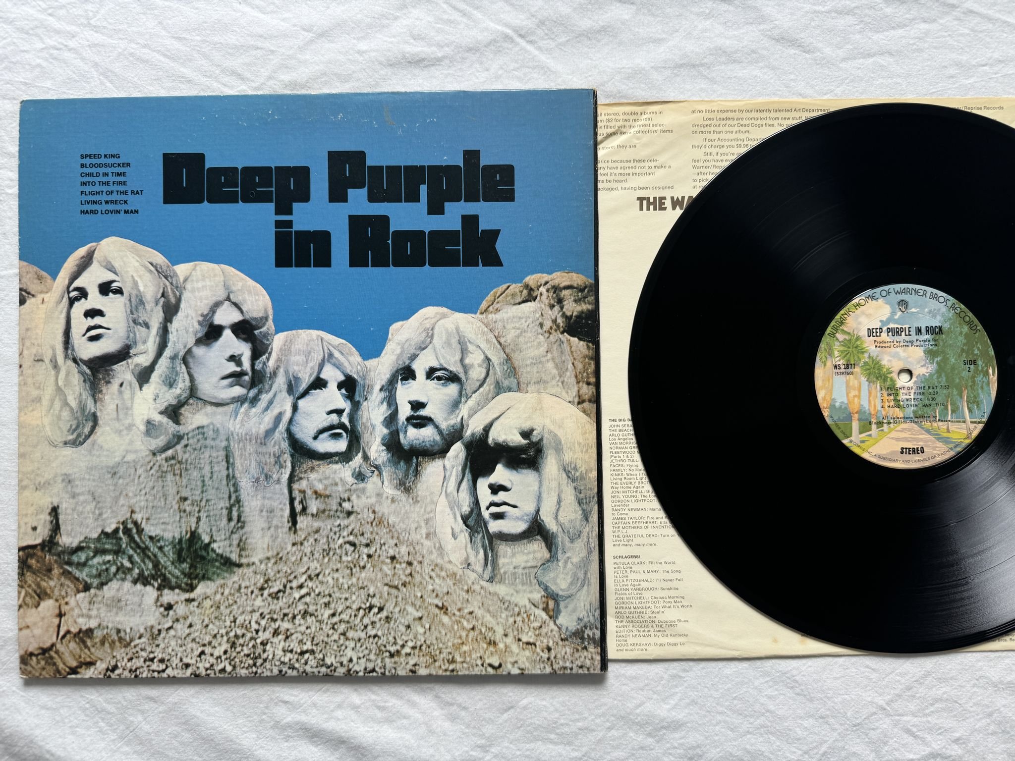 Omslagsbild för skivan DEEP PURPLE in rock LP WS 1877 Warner Bros. Records