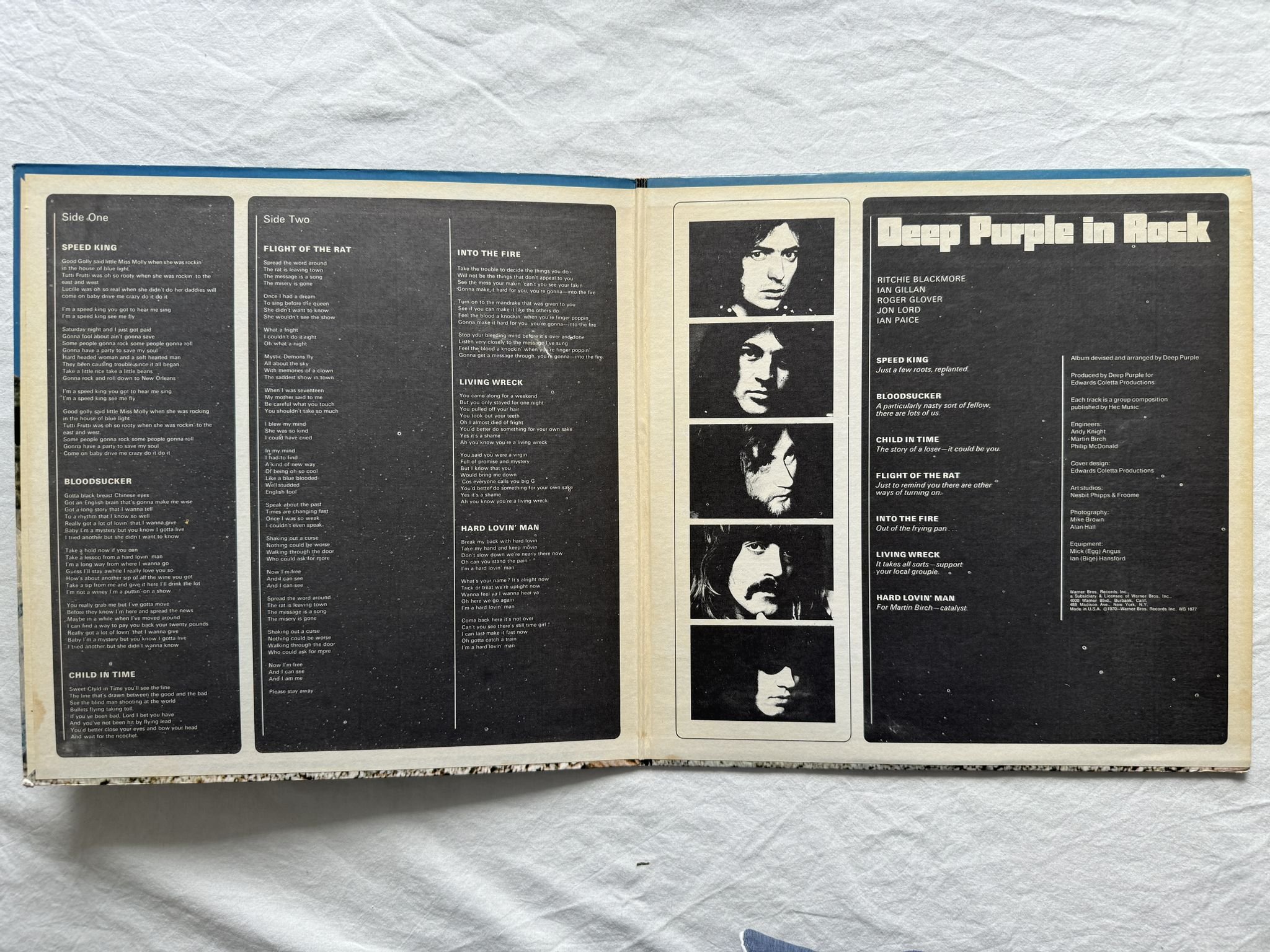 Omslagsbild för skivan DEEP PURPLE in rock LP WS 1877 Warner Bros. Records