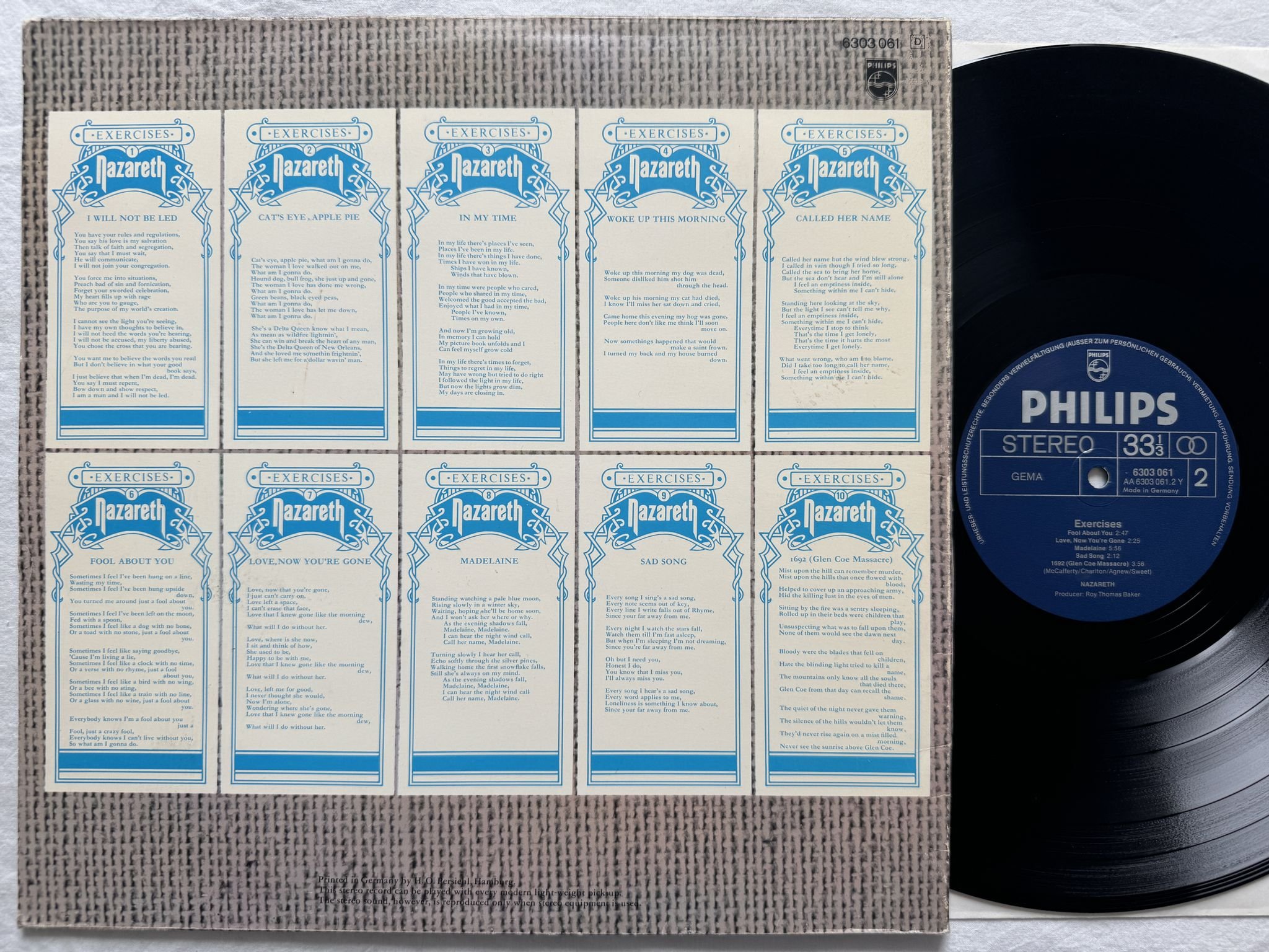 Omslagsbild för skivan NAZARETH exercises LP -72 6303 061 Philips