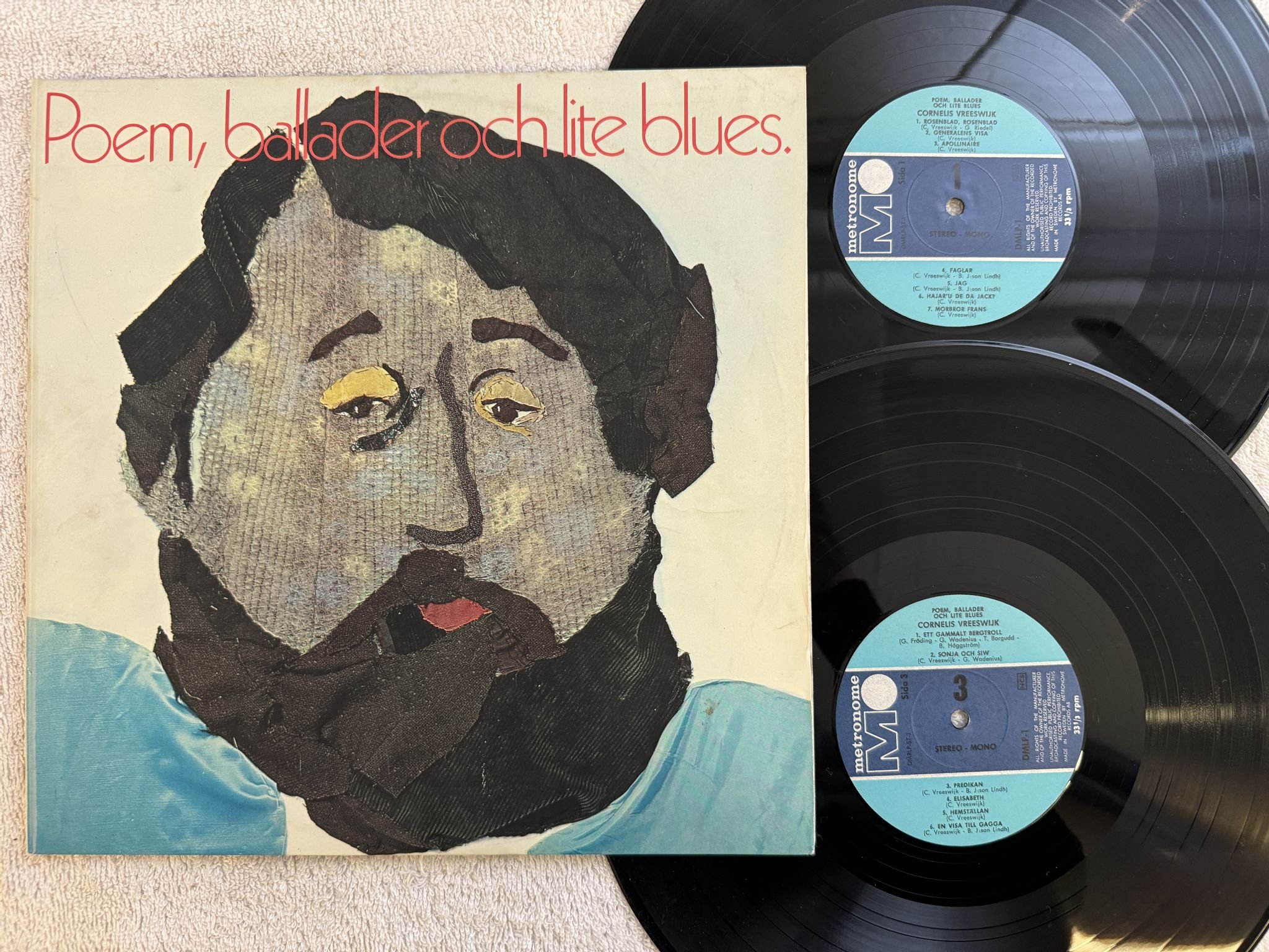 Omslagsbild för skivan CORNELIS VREESWIJK poem, ballader och lite blues 2X LP -70 SWE DMLP-1 Metronome