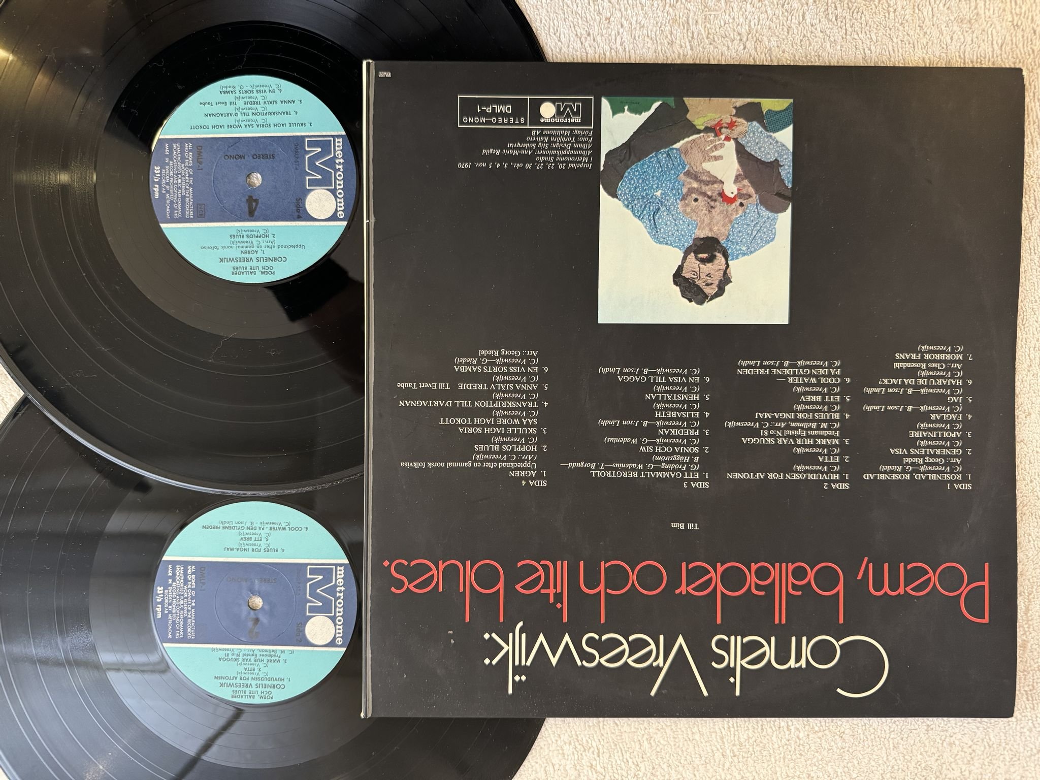 Omslagsbild för skivan CORNELIS VREESWIJK poem, ballader och lite blues 2X LP -70 SWE DMLP-1 Metronome