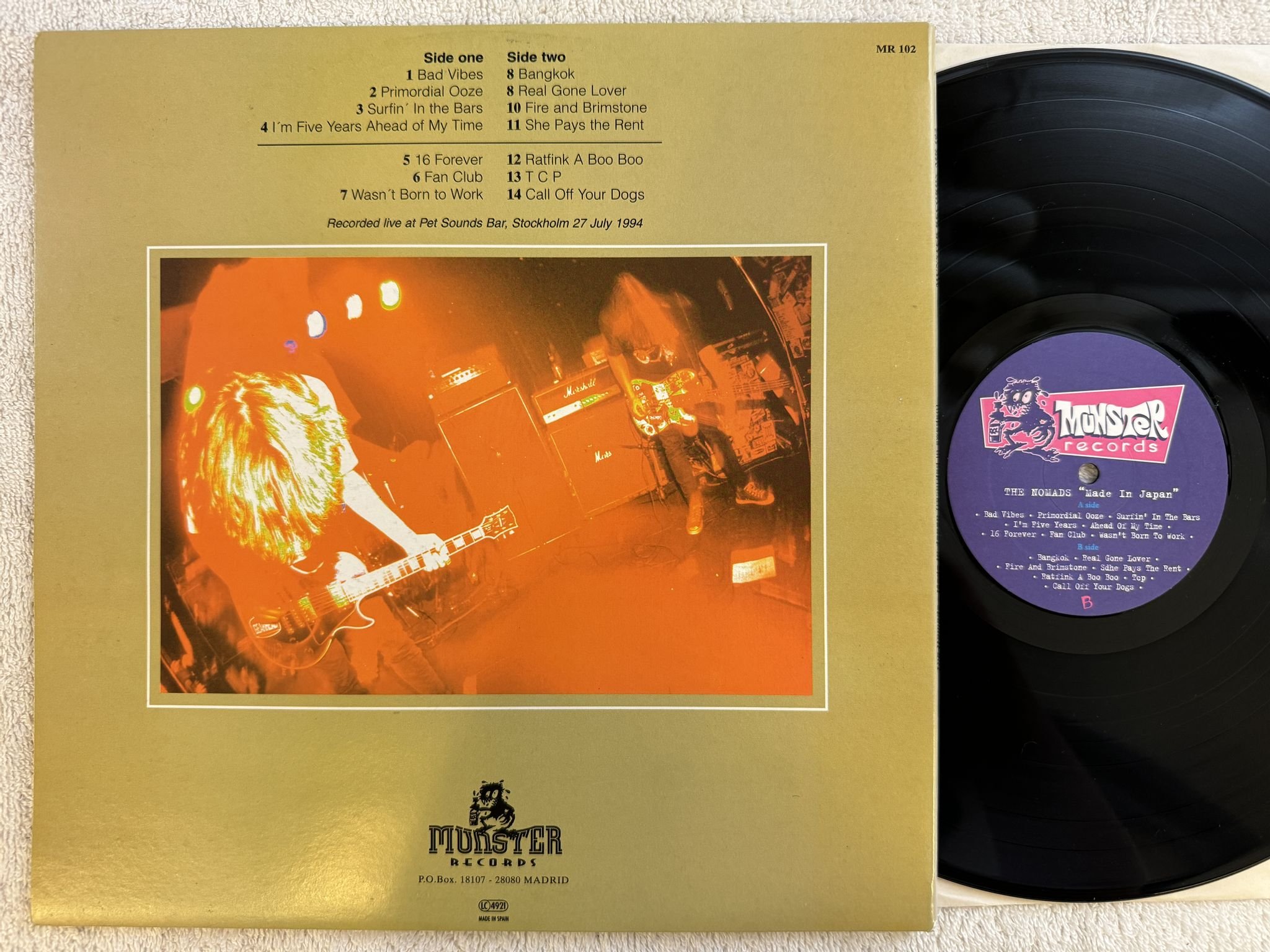 Omslagsbild för skivan THE NOMADS made in Japan (recorded in sweden) LP -96 MR 102 Munster Records